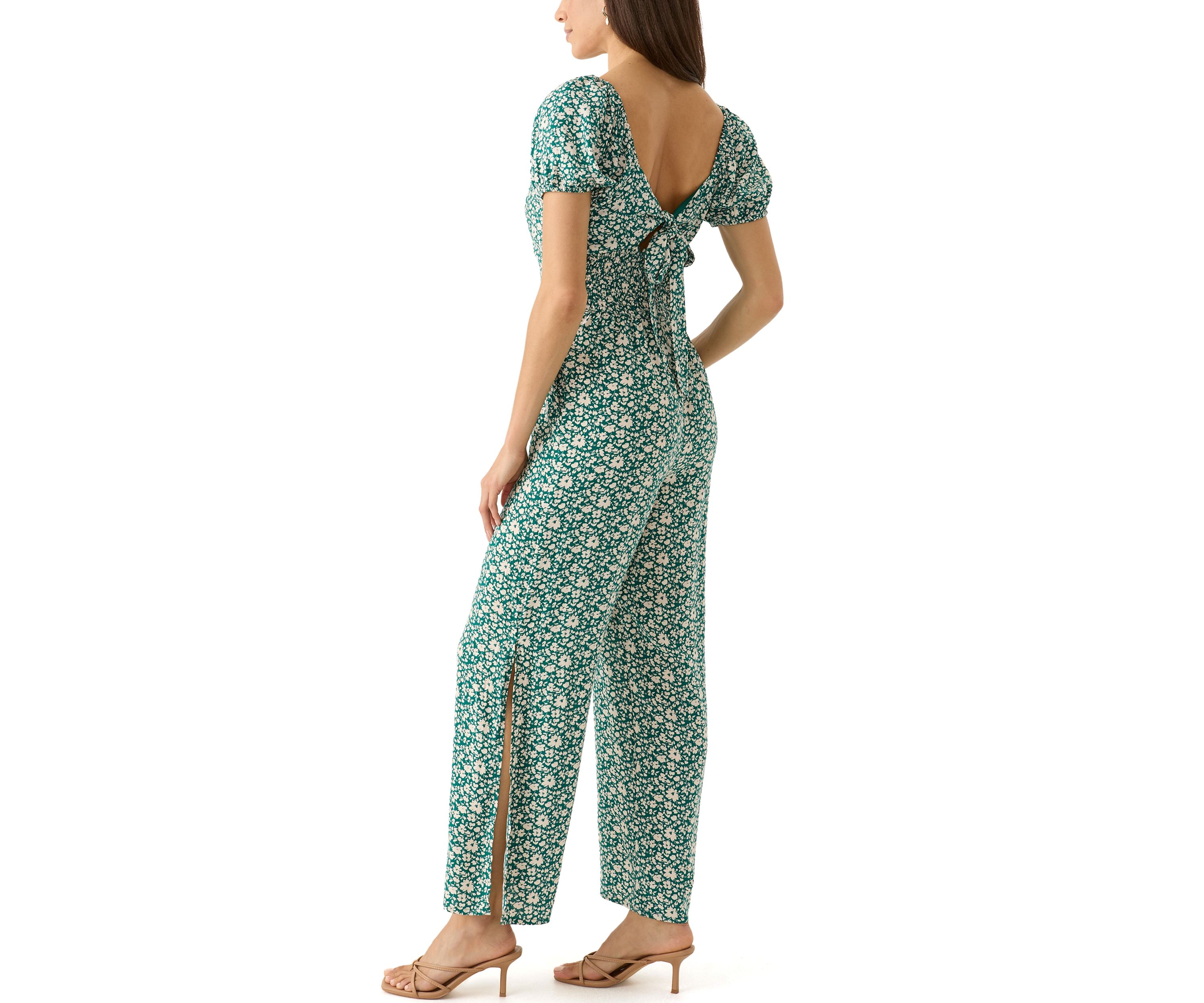 Womens Short Sleeve Floral Jumpsuit