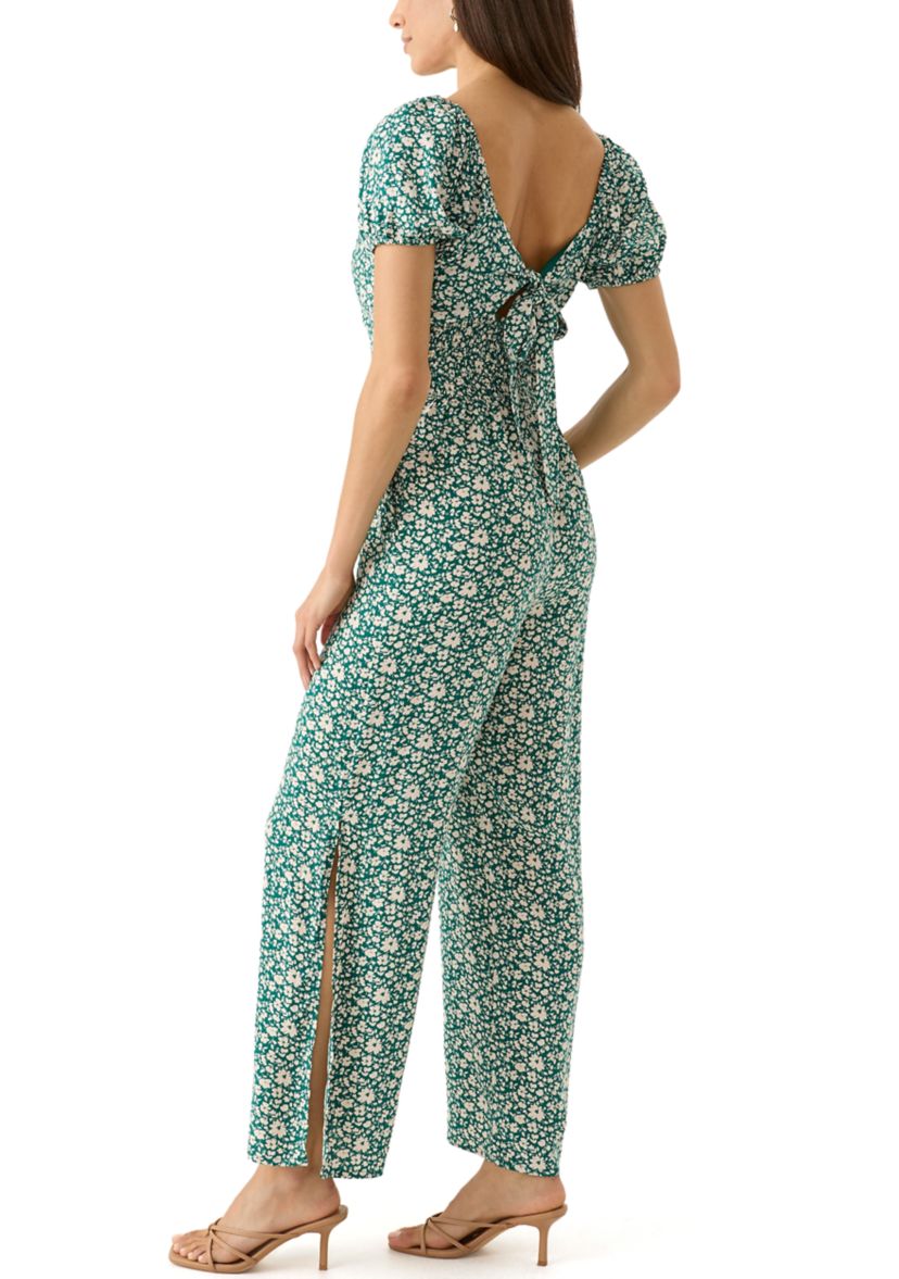 Womens Short Sleeve Floral Jumpsuit