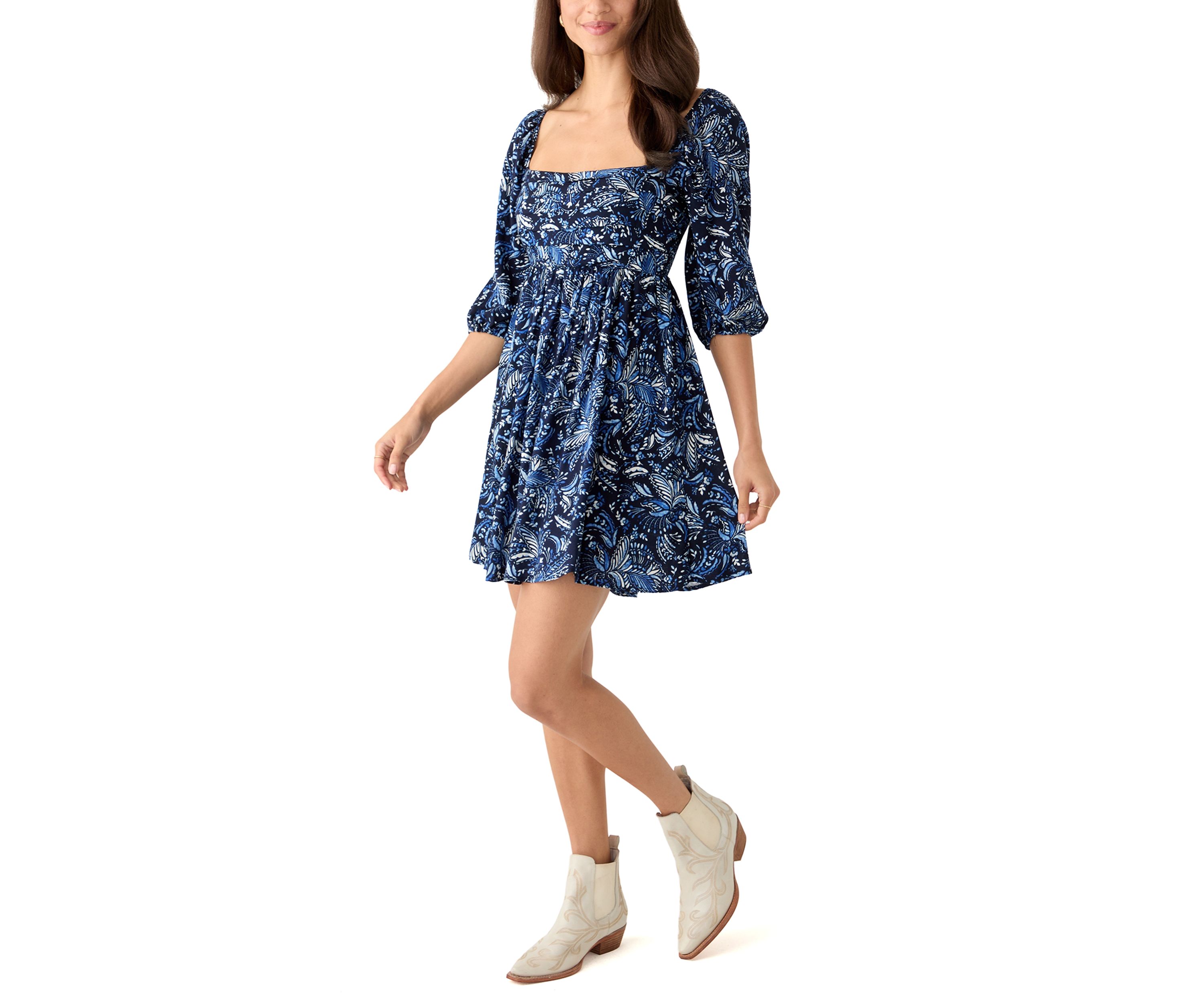 Womens 3/4 Sleeve Mini Dress