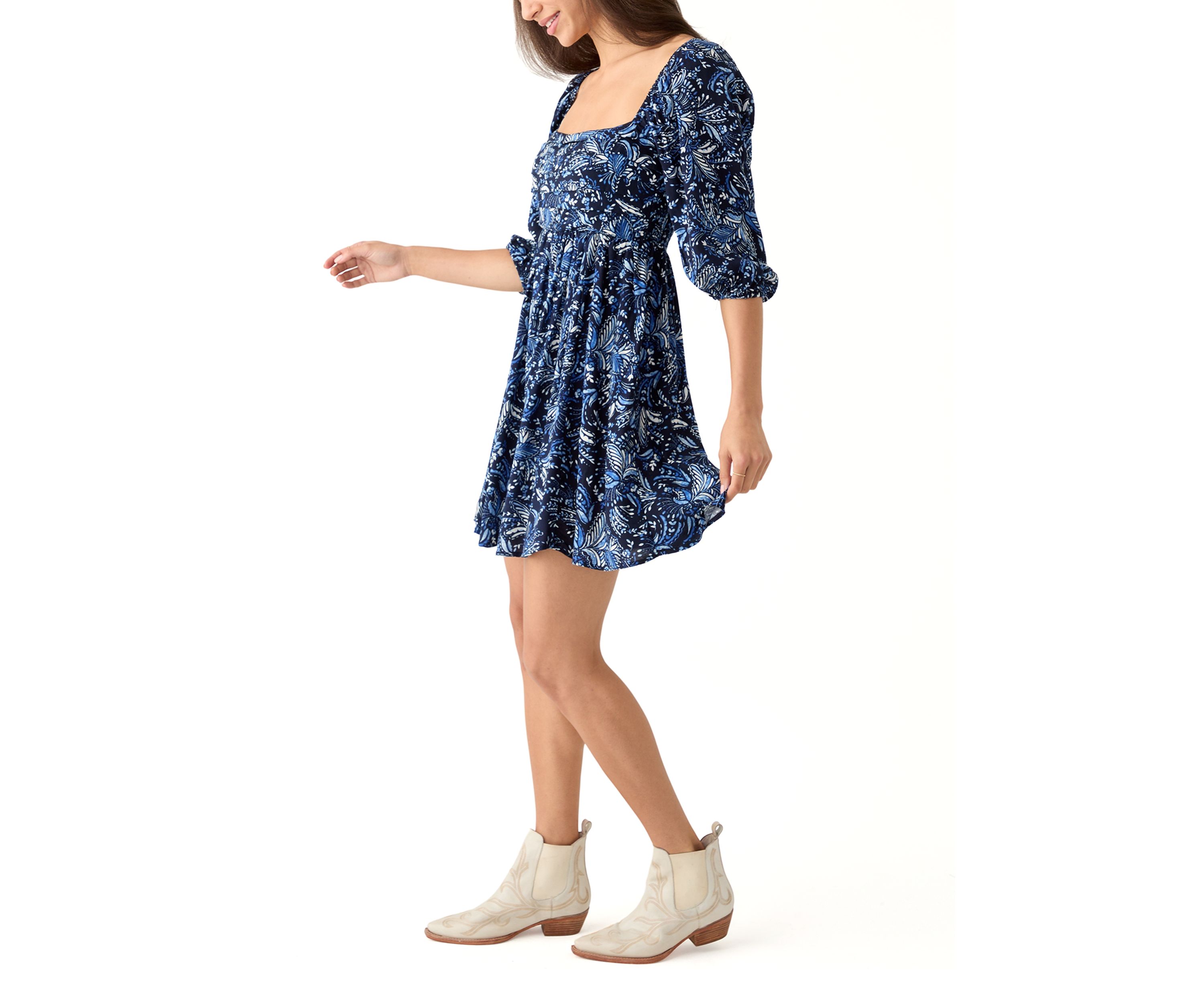 Womens 3/4 Sleeve Mini Dress
