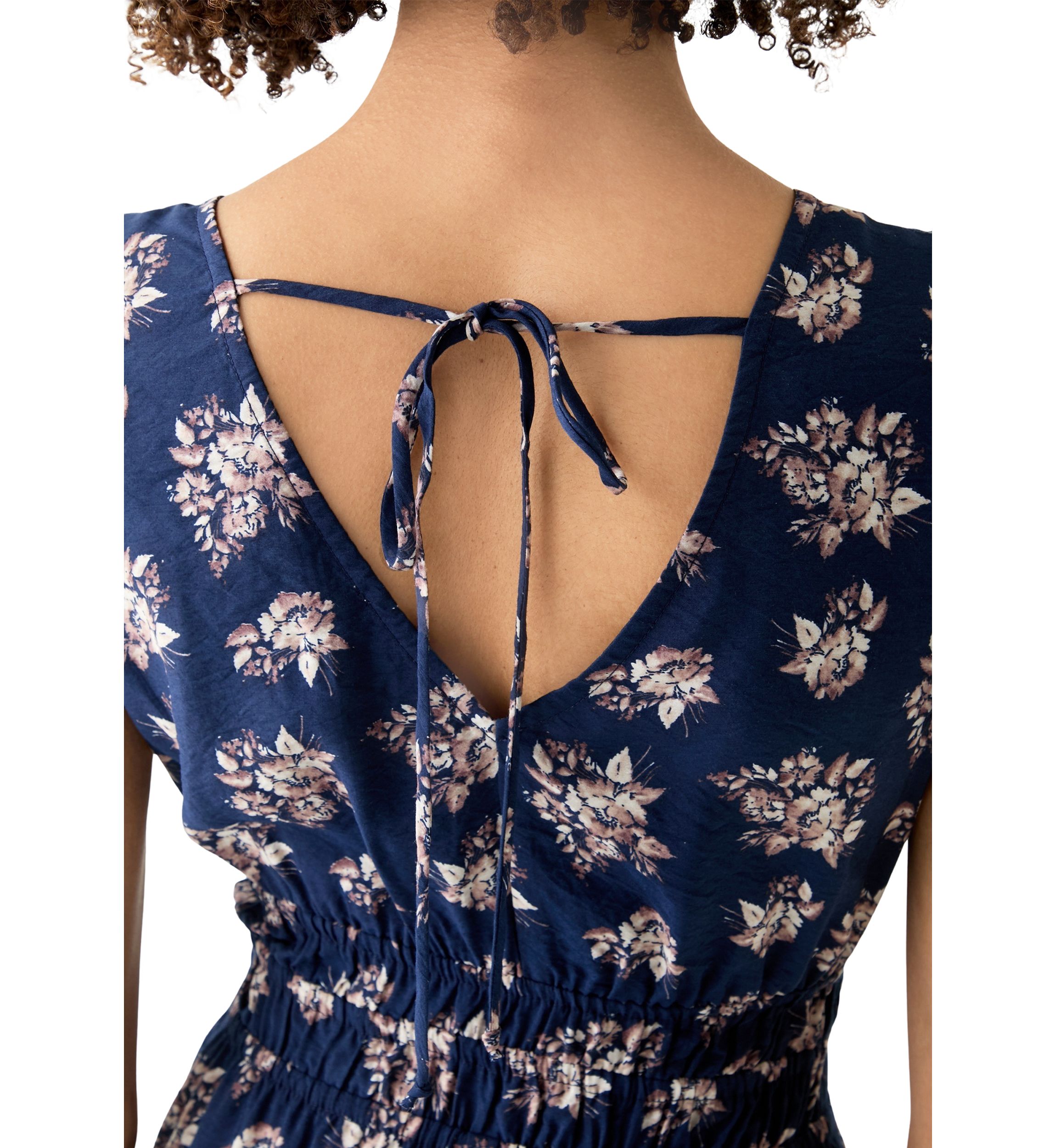Womens Floral Printed Flutter Sleeve Midi Dress
