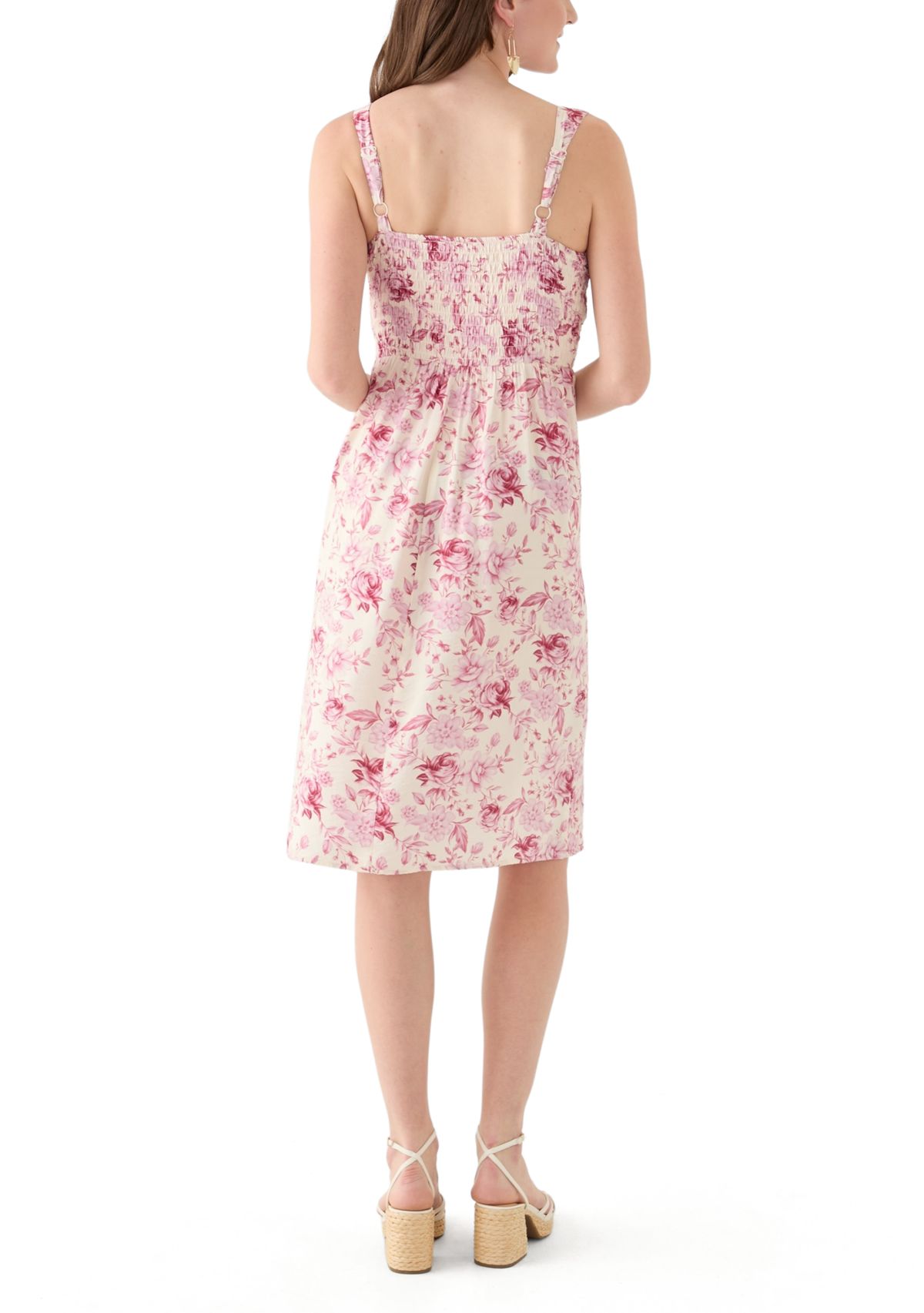 Womens Fit and Flare Bustier Printed Midi Dress