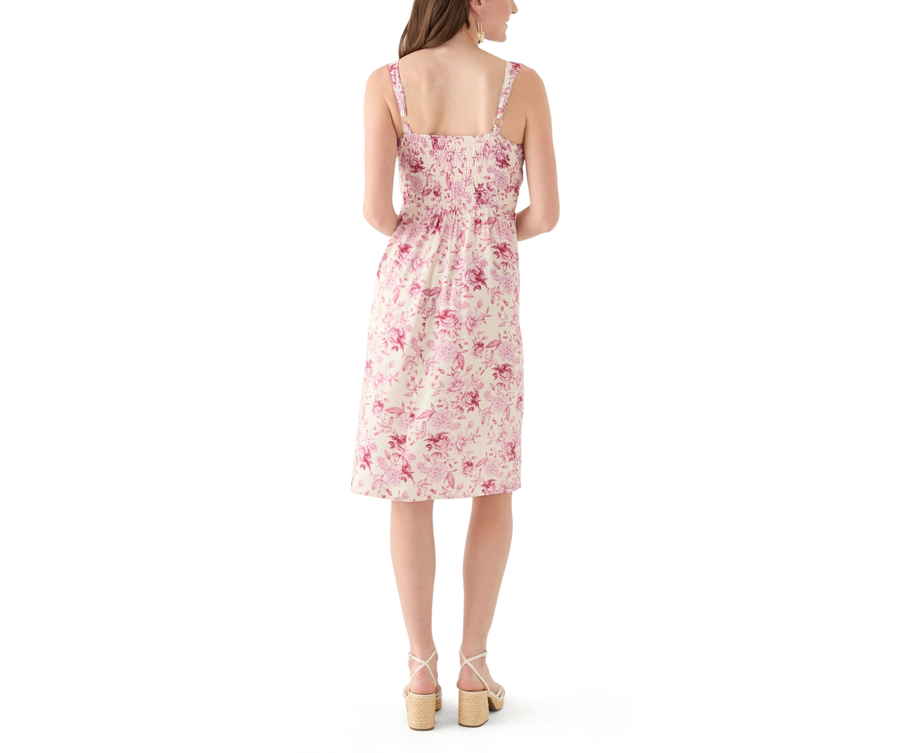 Womens Fit and Flare Bustier Printed Midi Dress