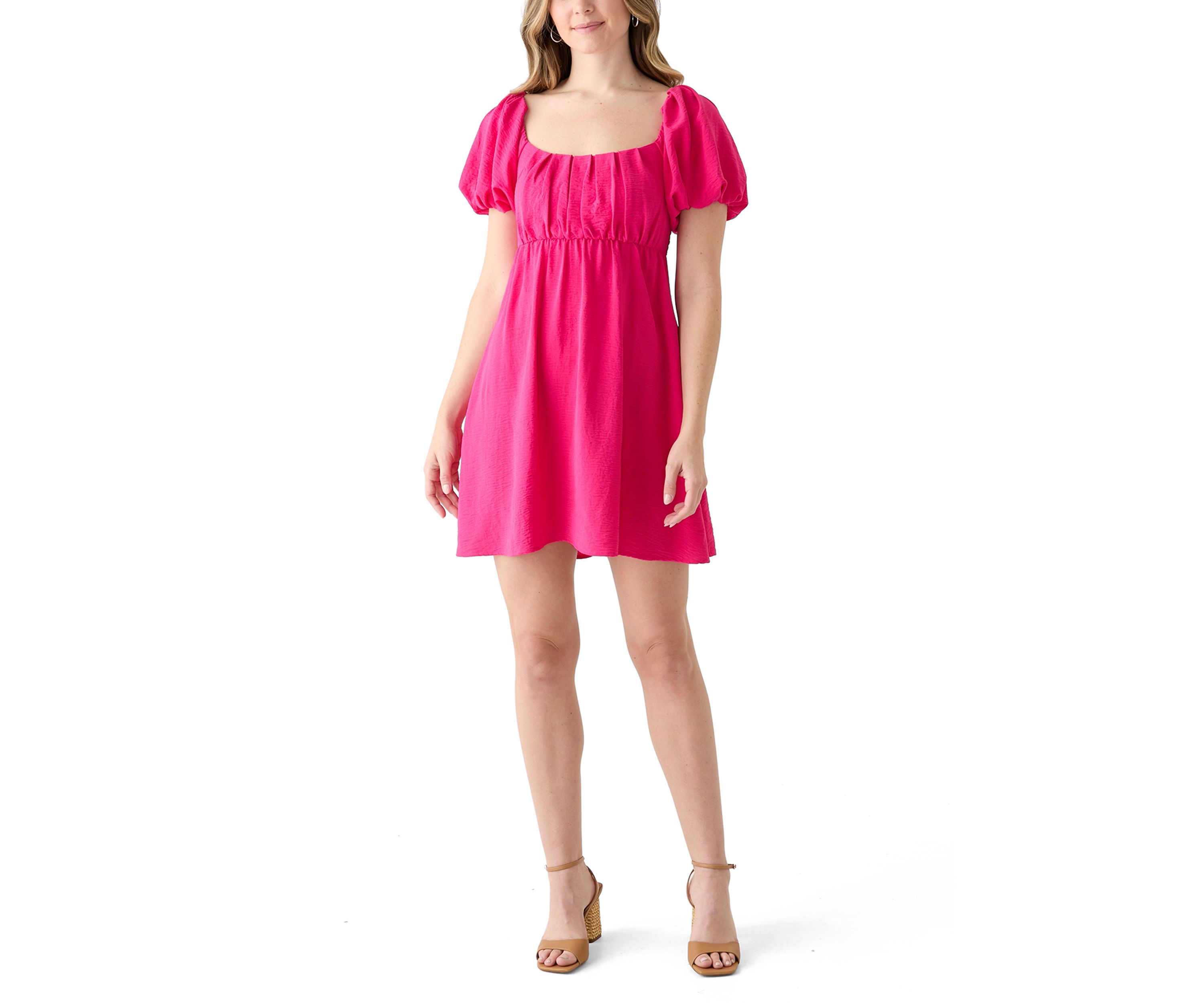 Womens Puff Sleeve Mini Dress
