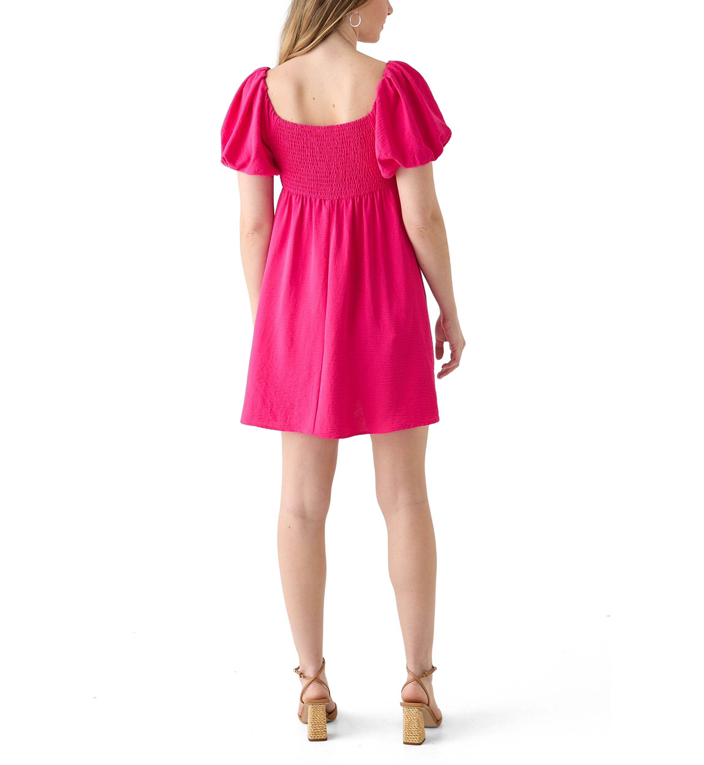 Womens Puff Sleeve Mini Dress