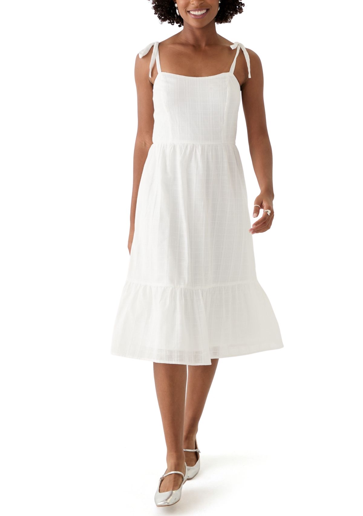 Womens Eyelet Midi Dress
