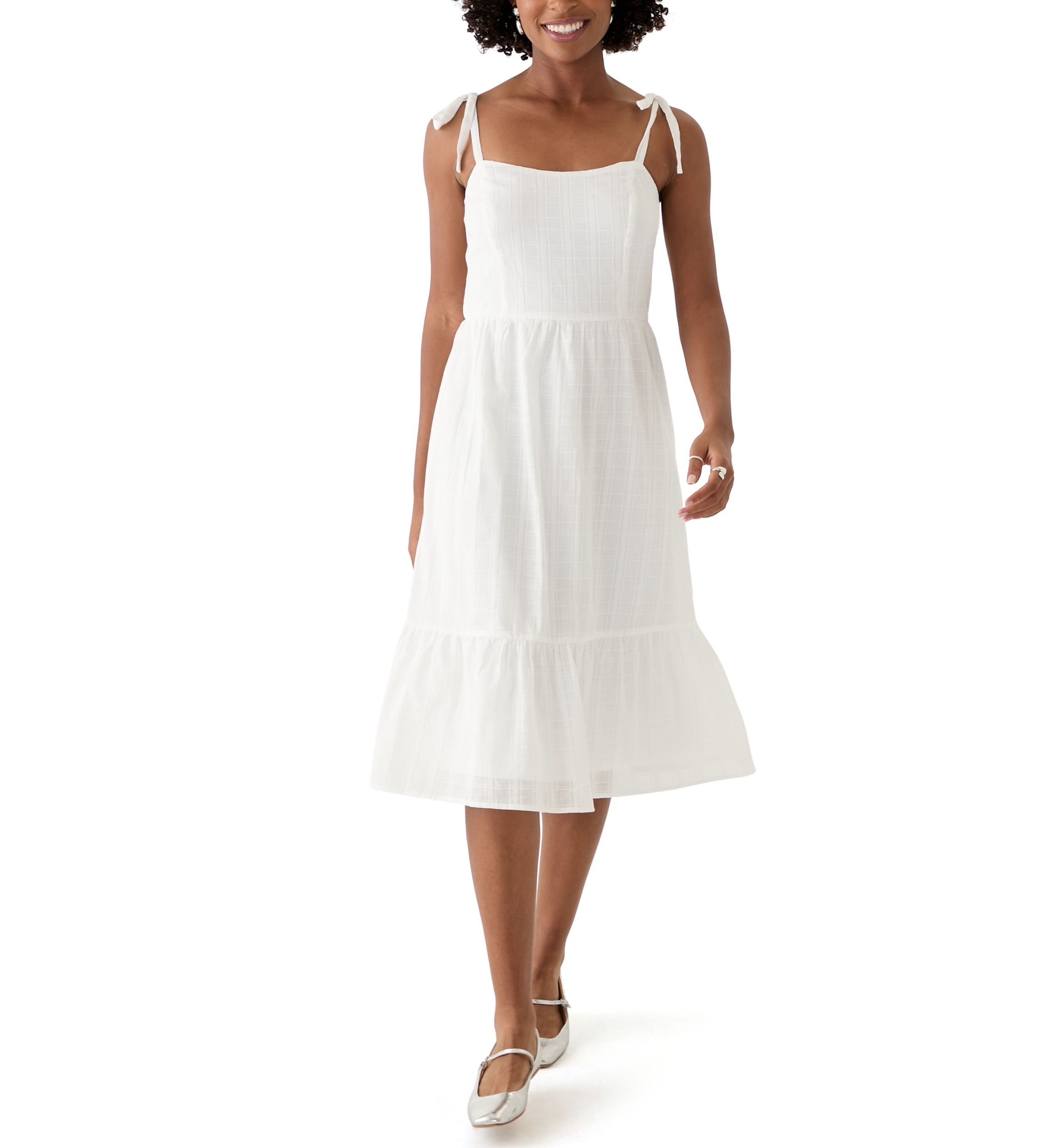 Womens Eyelet Midi Dress