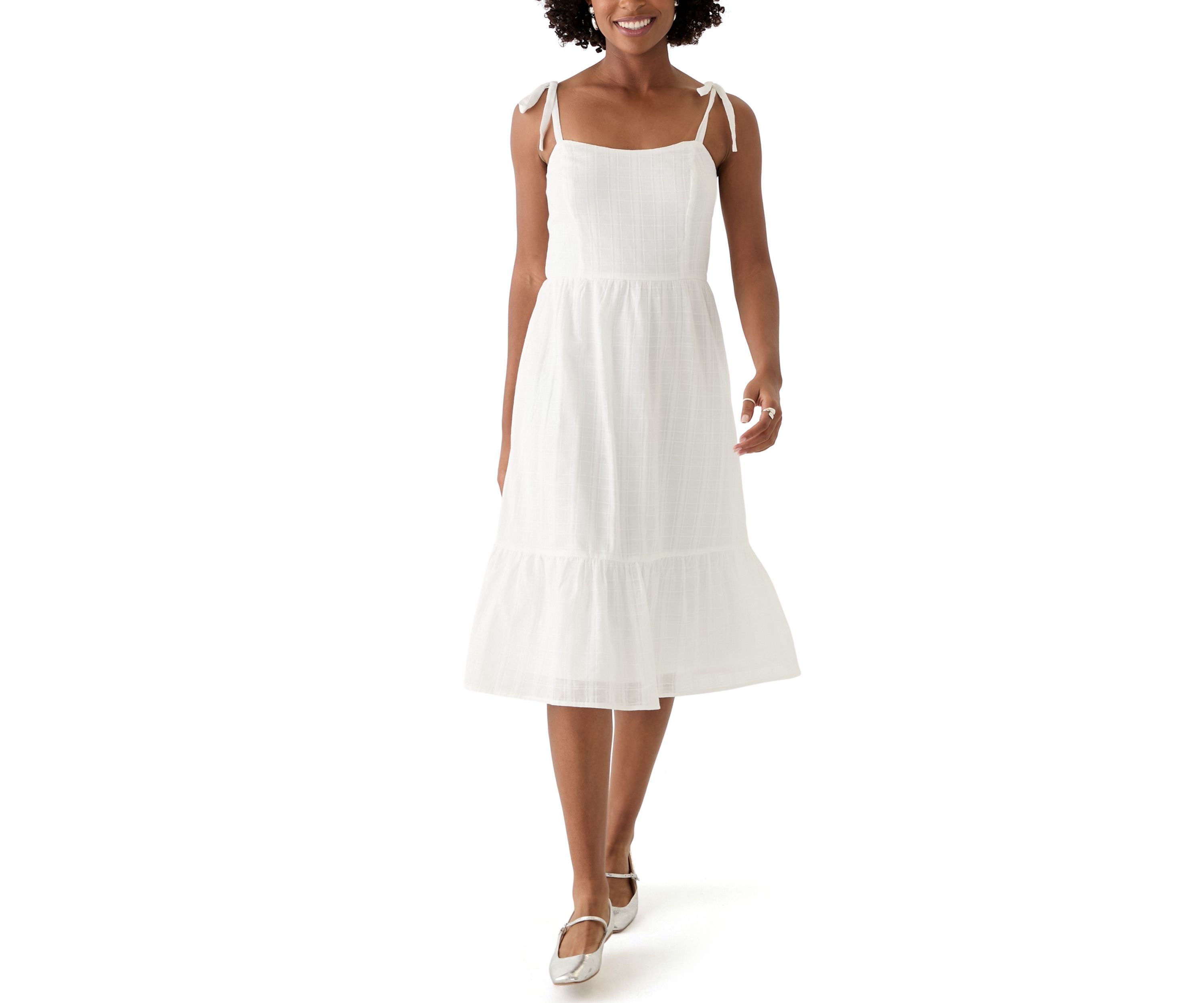 Womens Eyelet Midi Dress