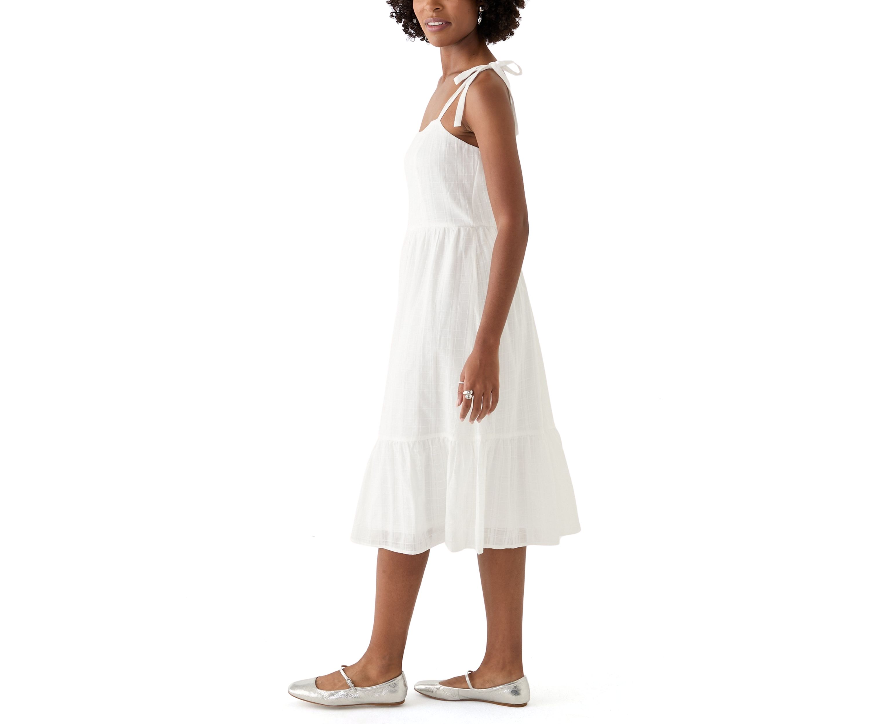 Womens Eyelet Midi Dress