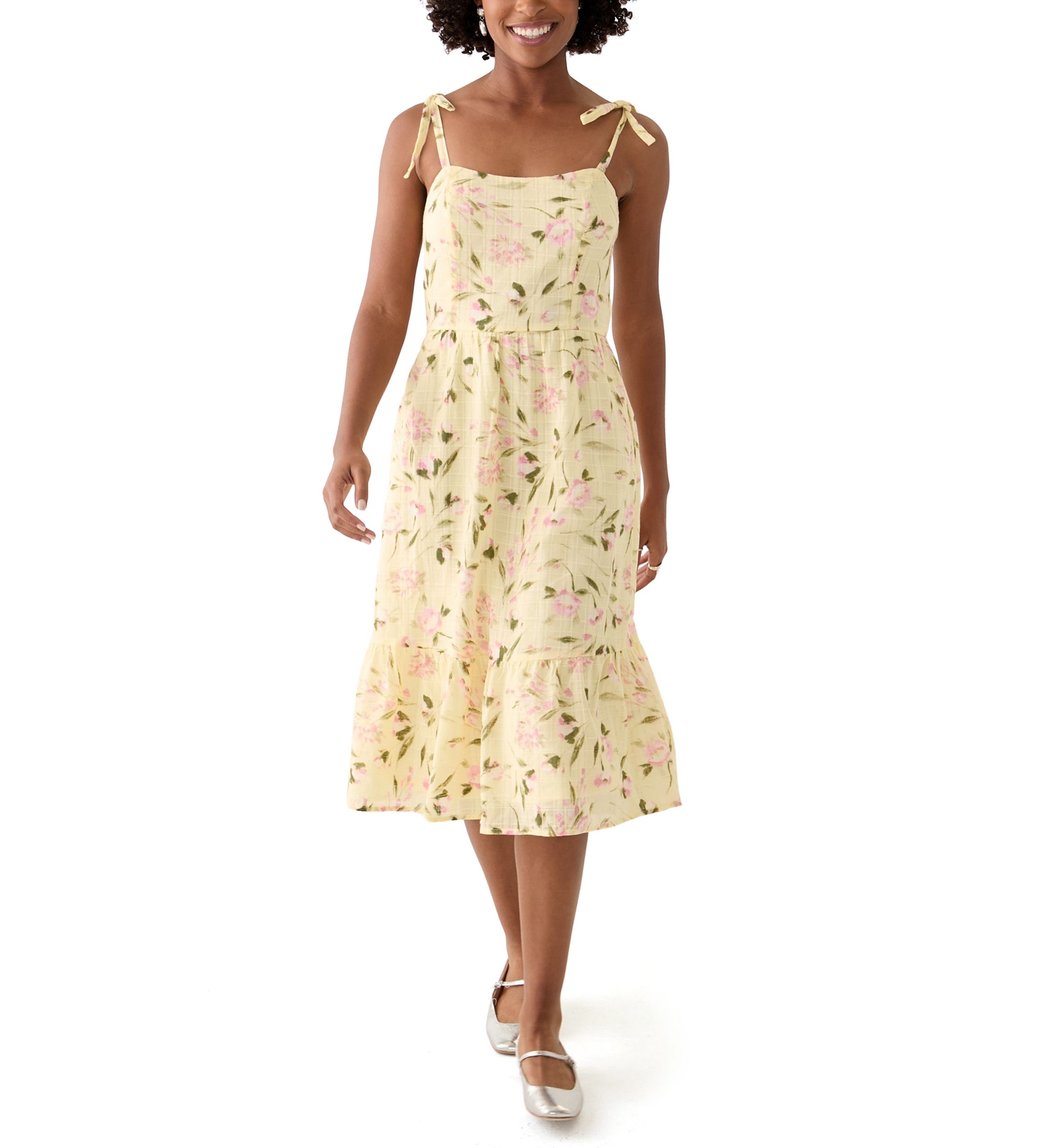 Womens Eyelet Midi Dress