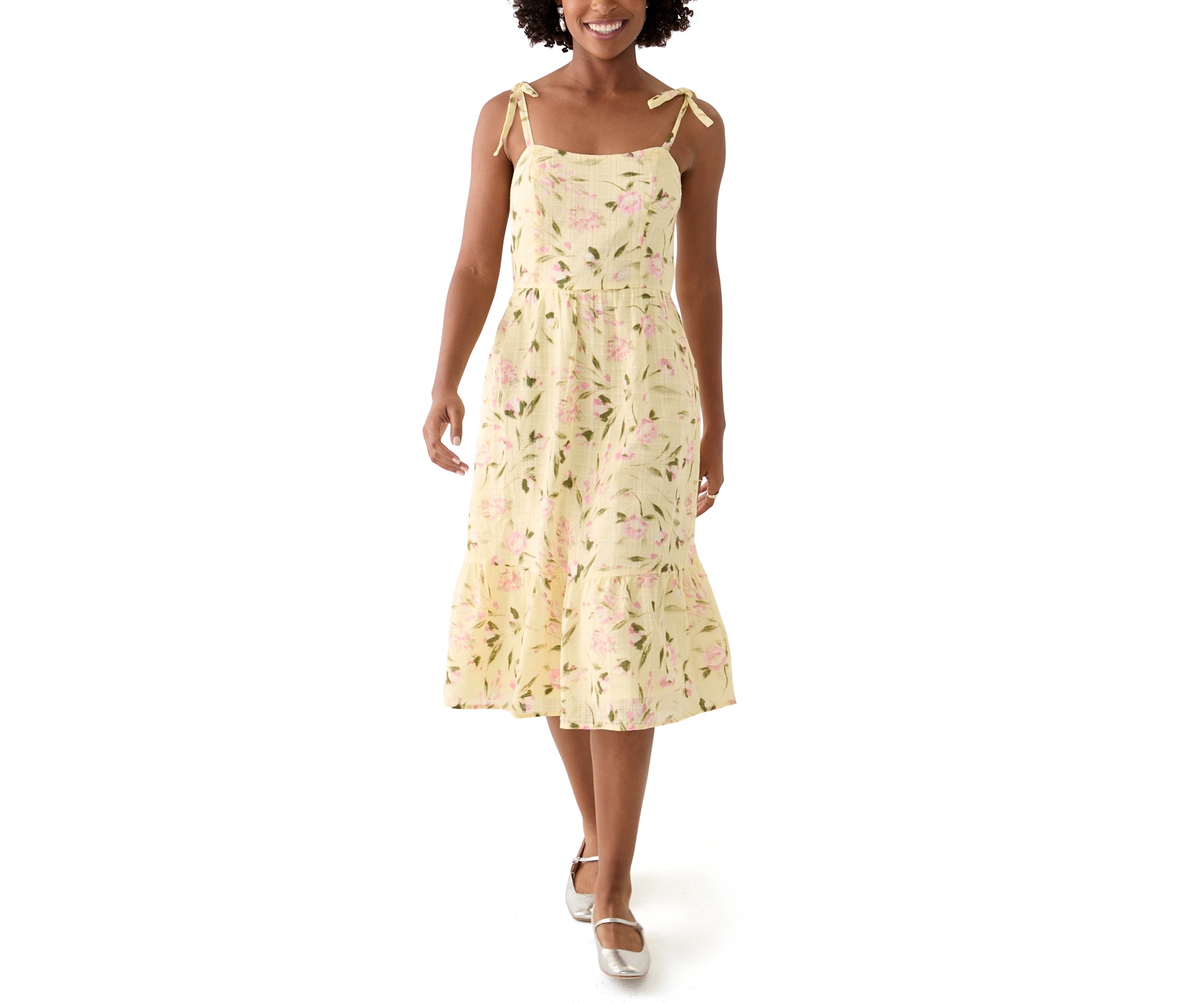 Womens Eyelet Midi Dress