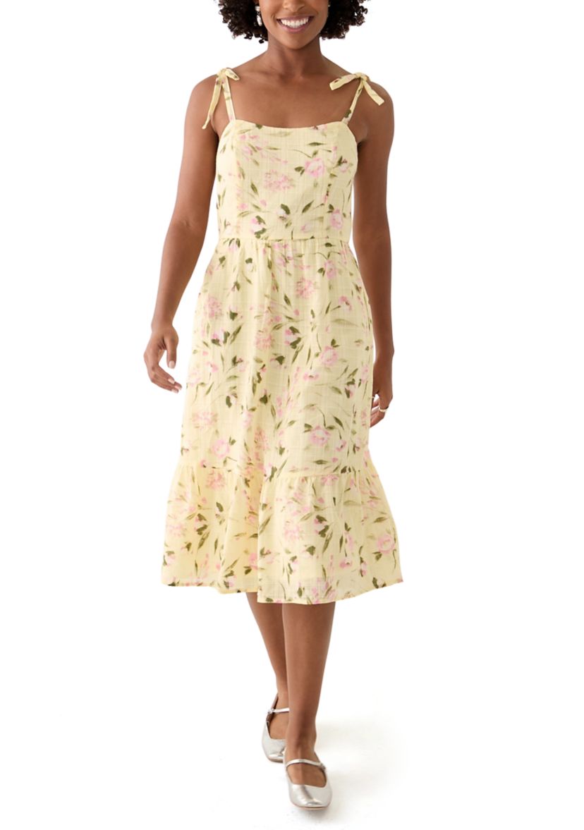 Womens Eyelet Midi Dress