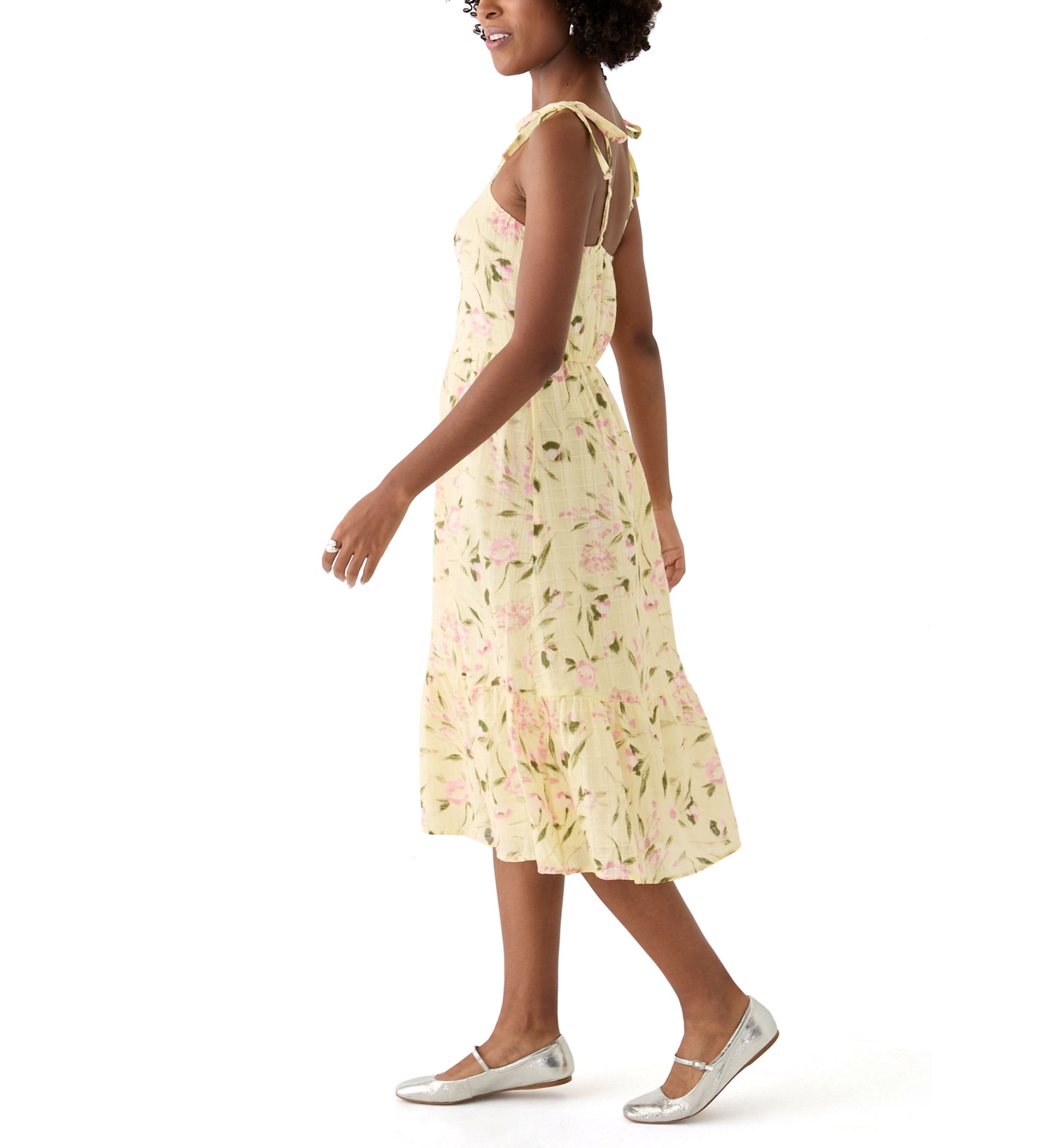 Womens Eyelet Midi Dress