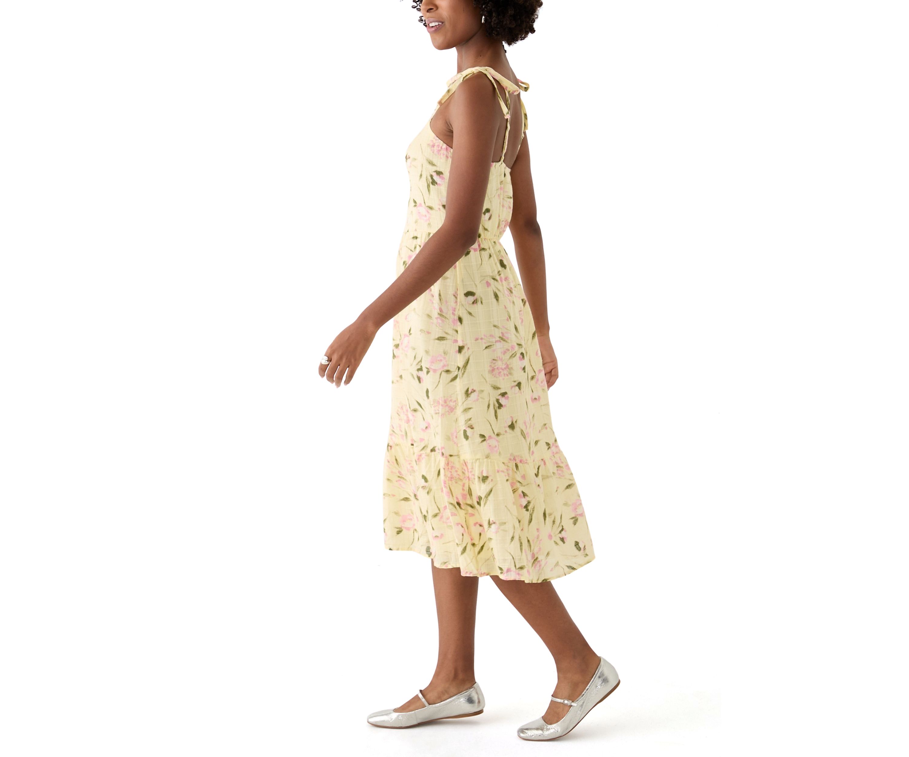 Womens Eyelet Midi Dress