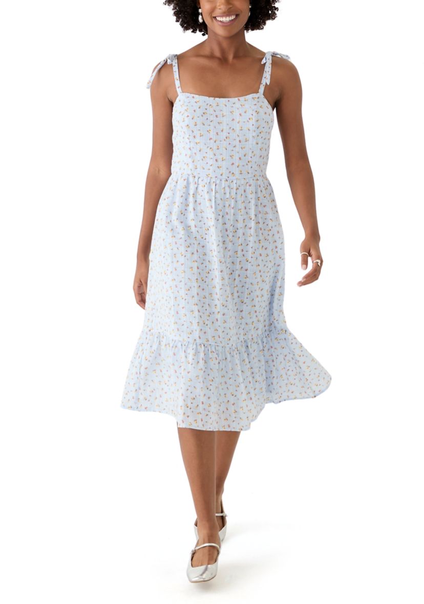 Womens Eyelet Midi Dress