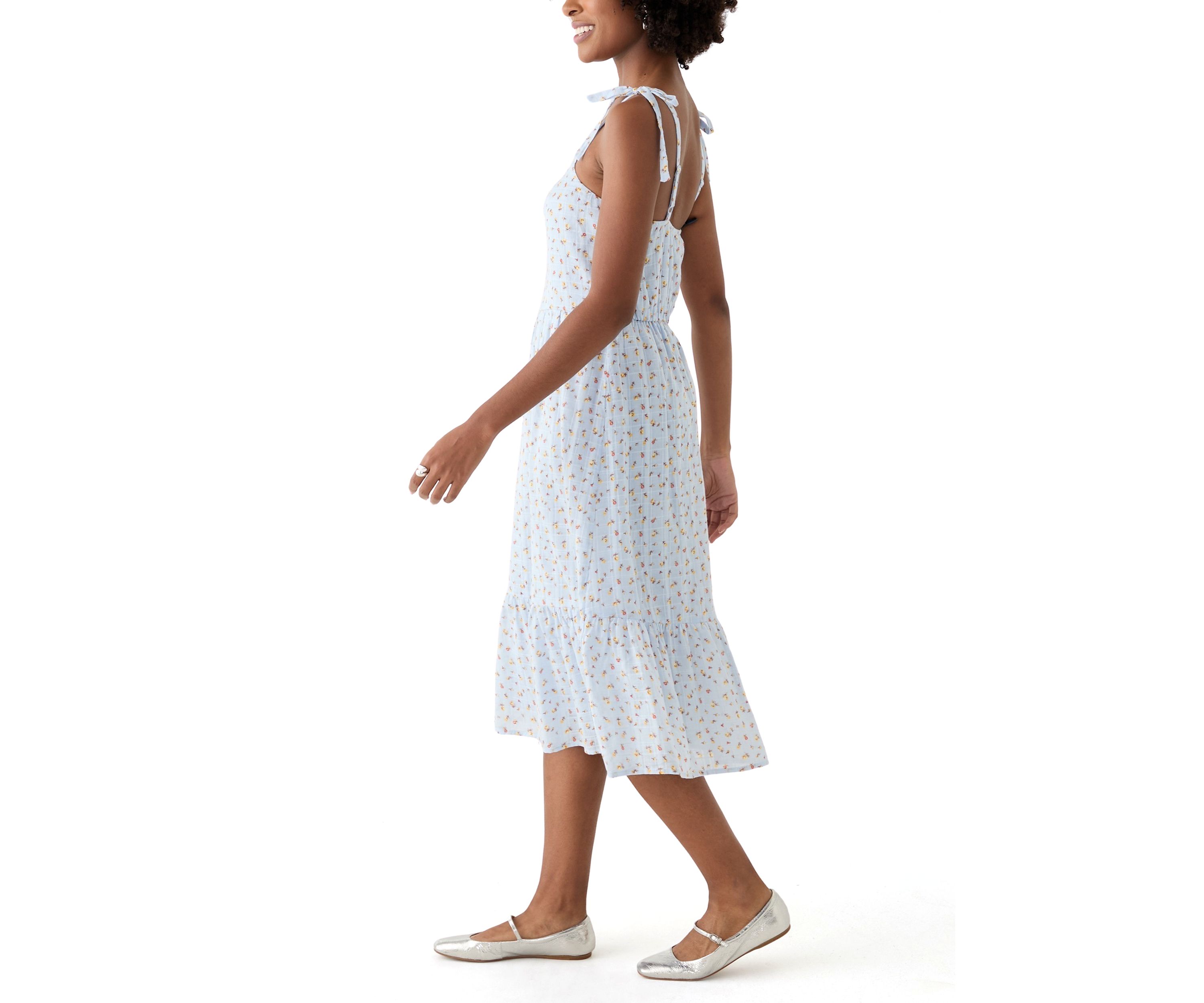 Womens Eyelet Midi Dress
