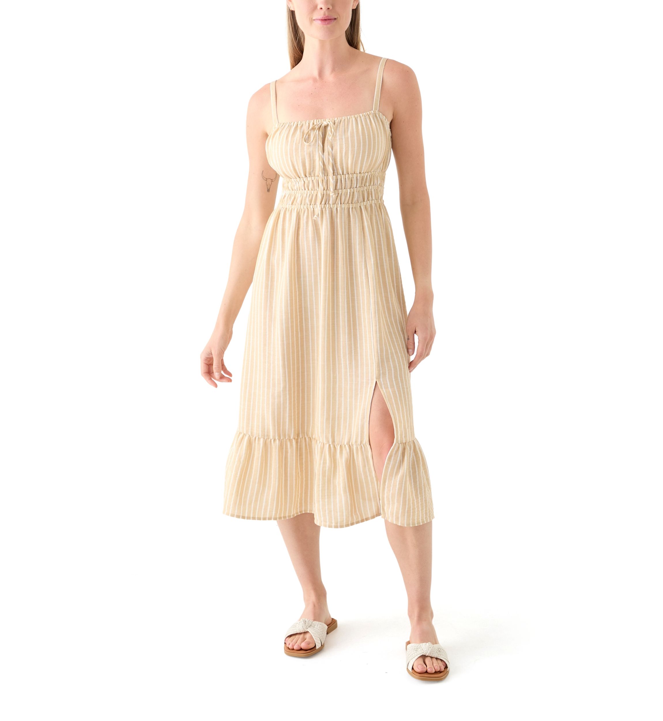 Womens Smocked Midi Dress
