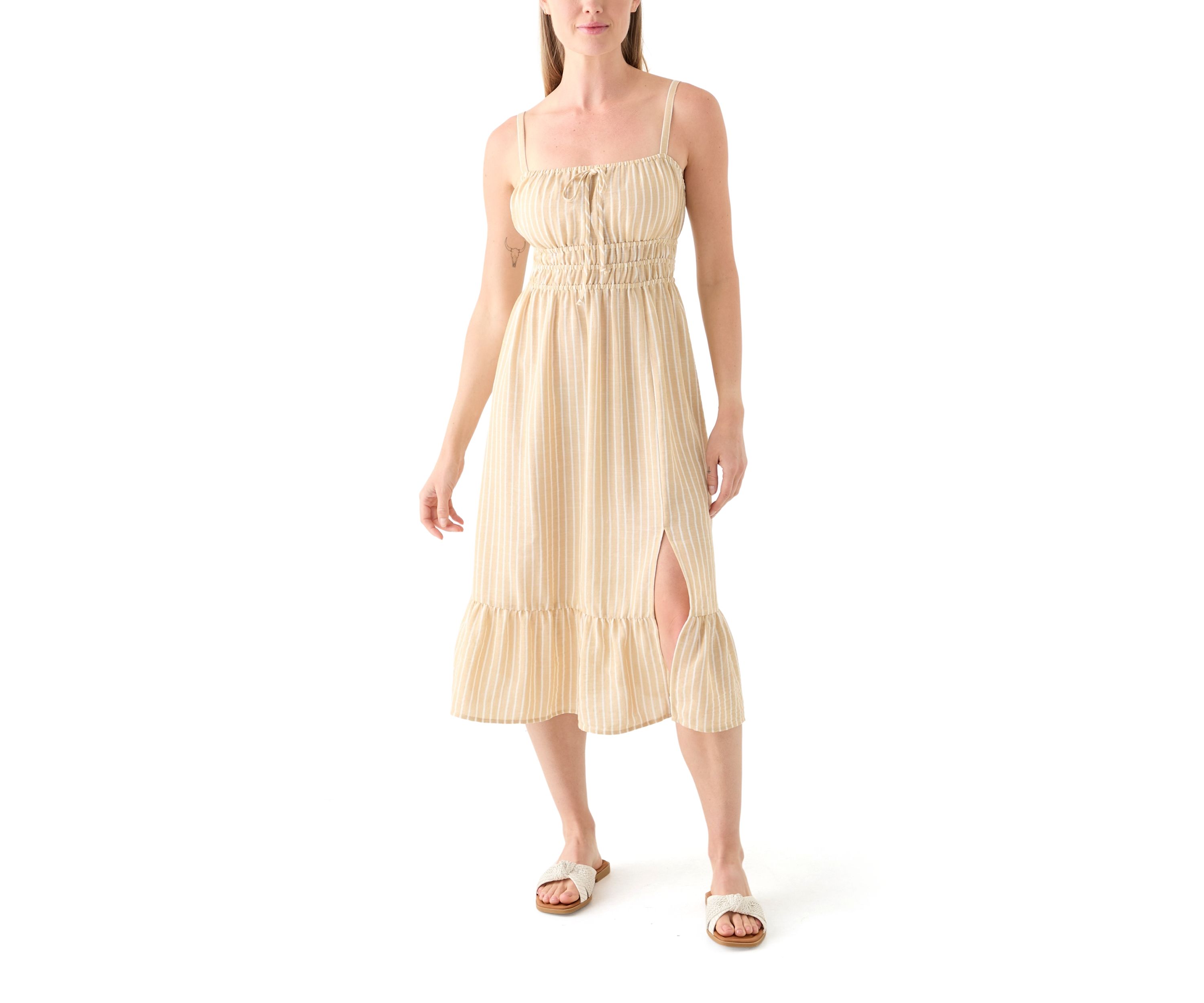 Womens Smocked Midi Dress