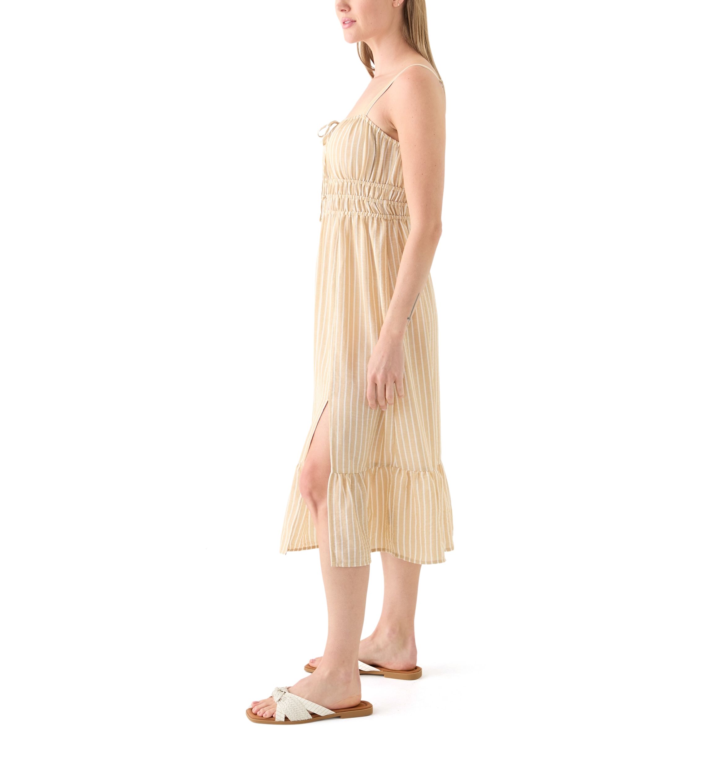 Womens Smocked Midi Dress