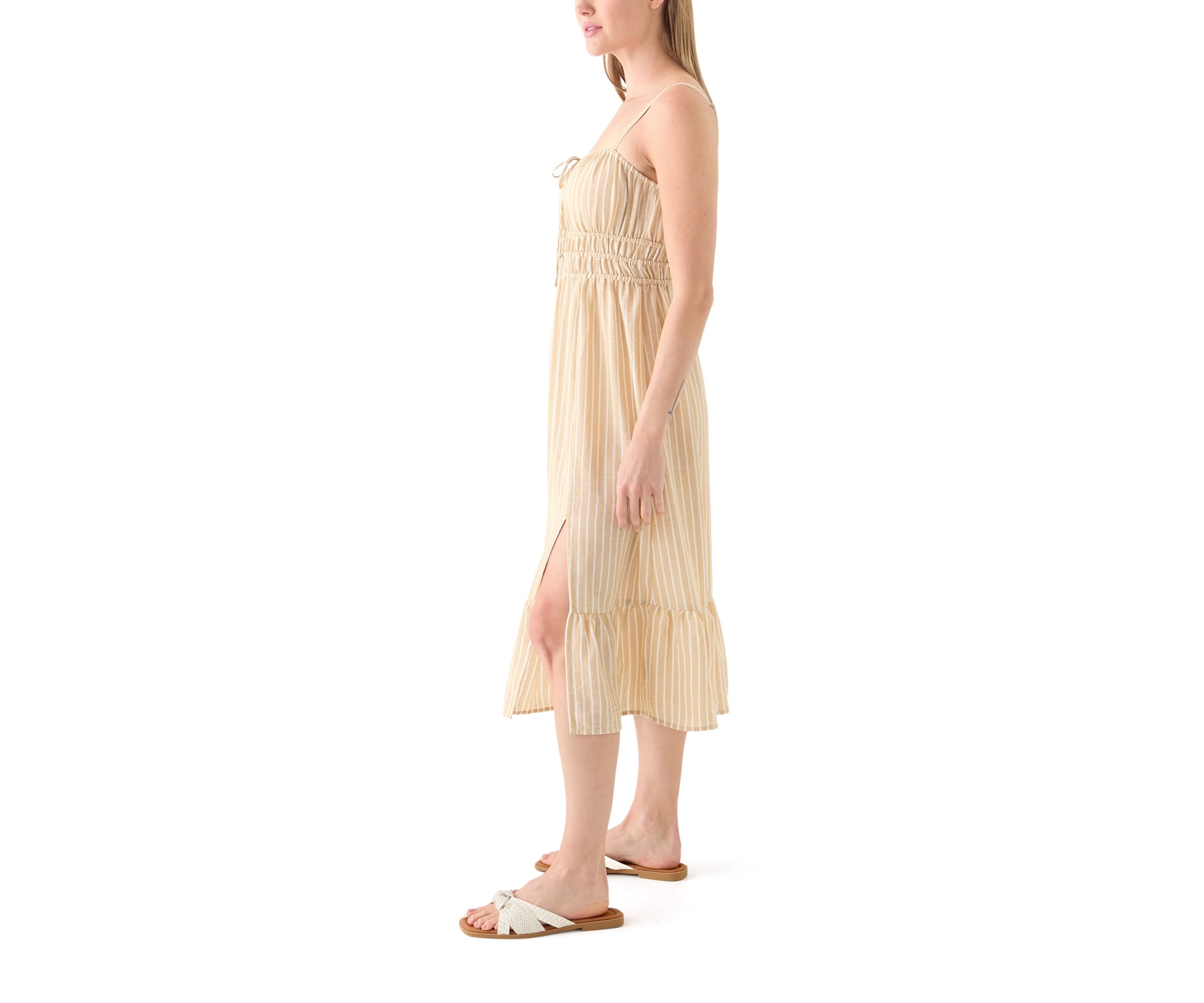Womens Smocked Midi Dress