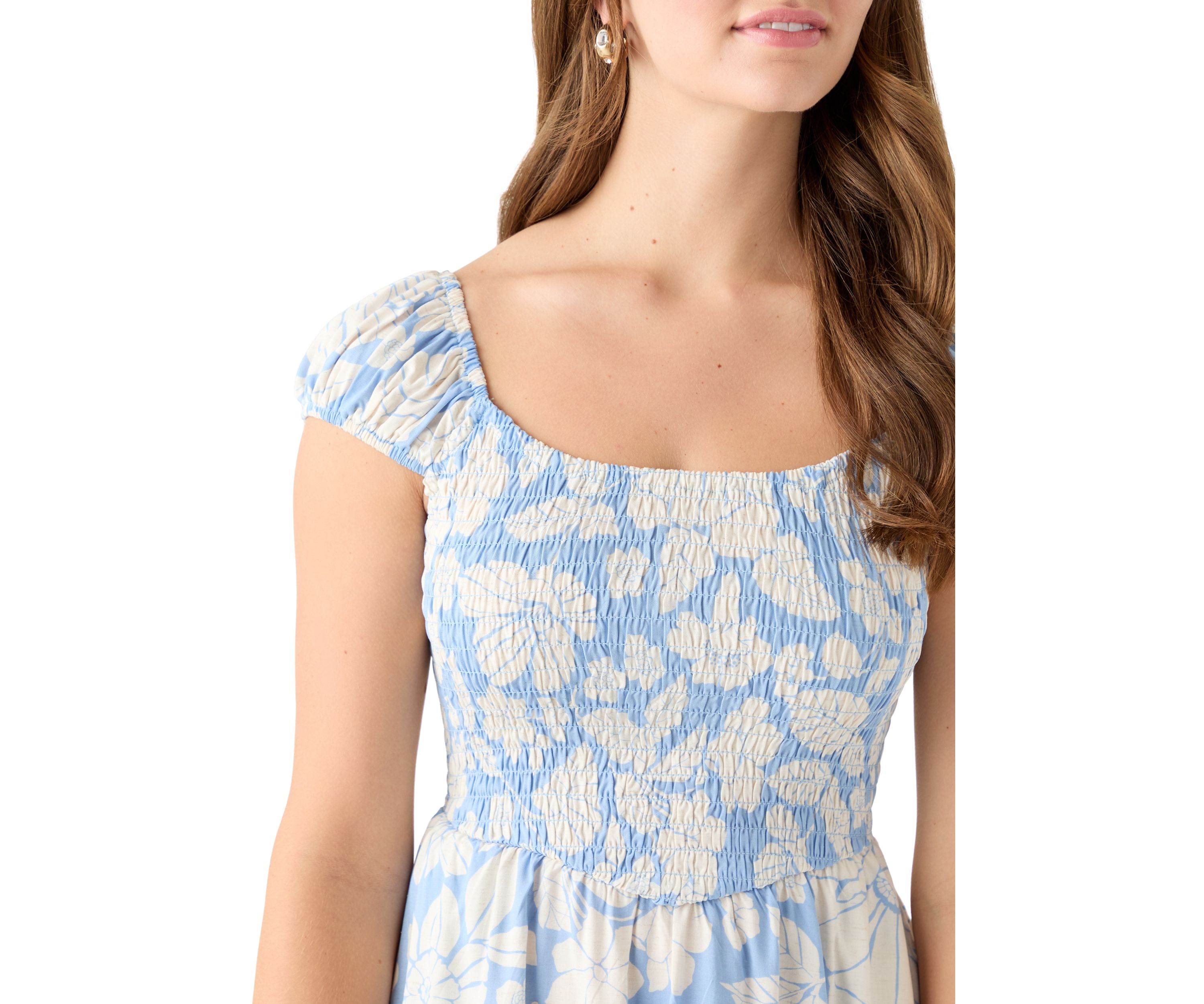 Womens Printed Rayon Challis Mini Dress
