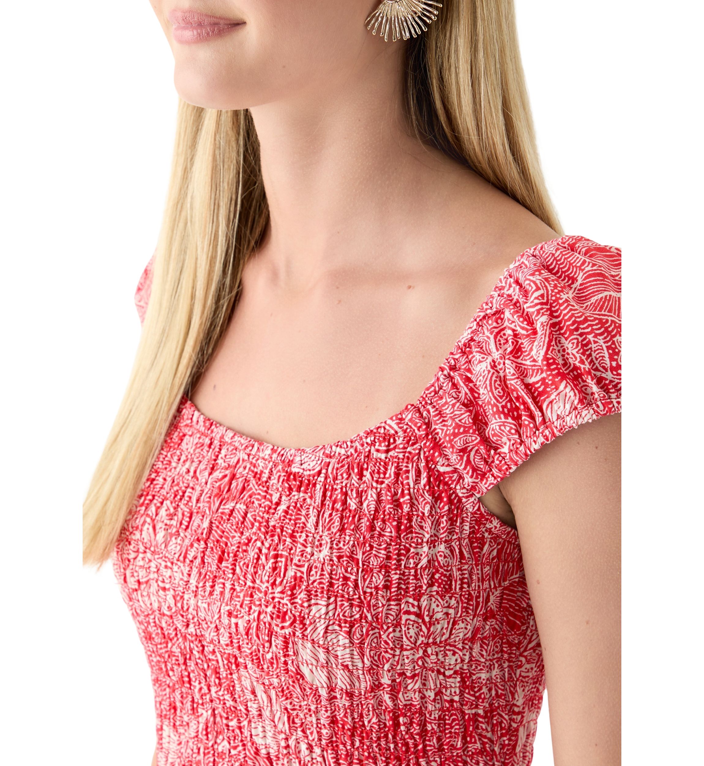 Womens Printed Rayon Challis Mini Dress