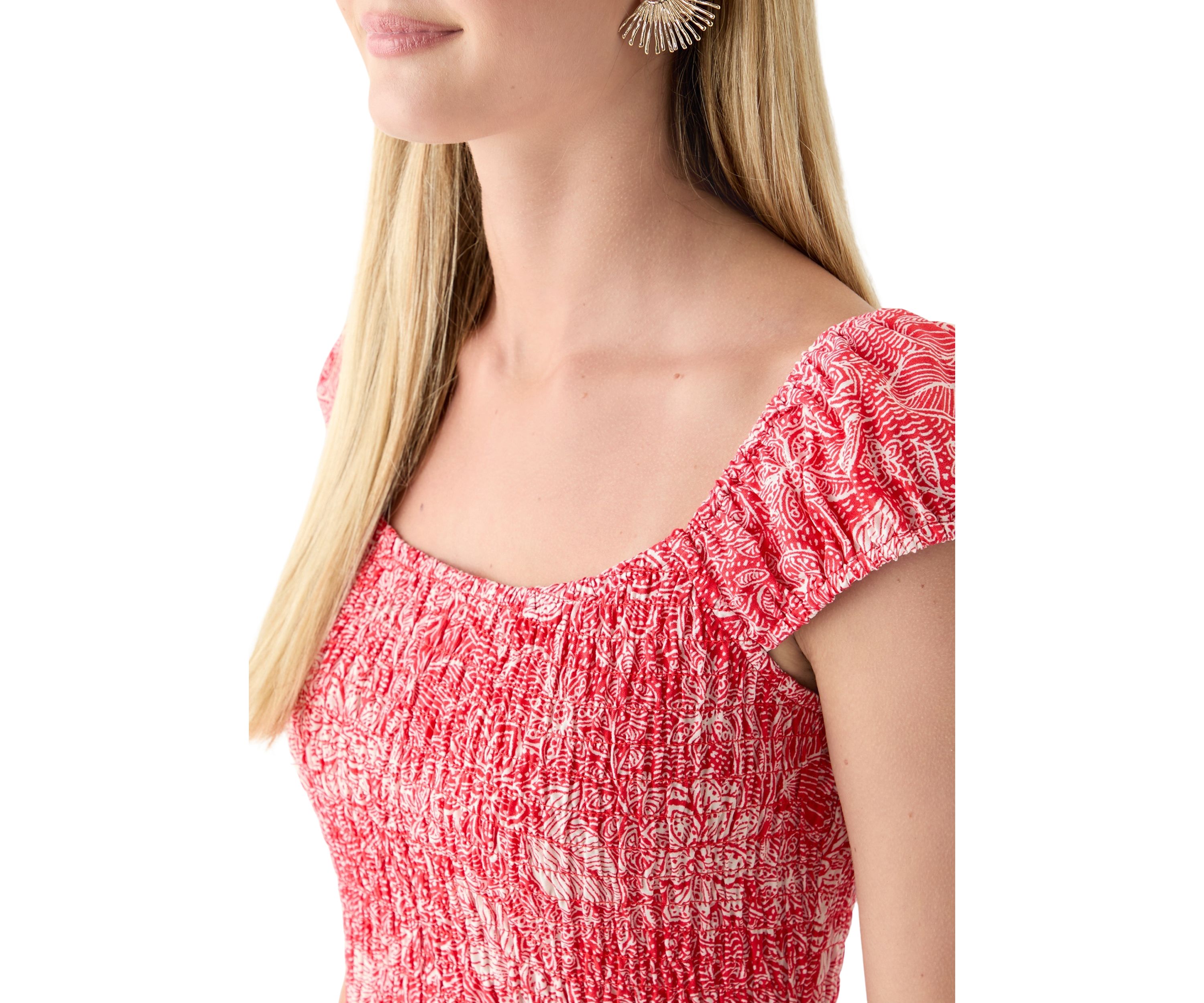 Womens Printed Rayon Challis Mini Dress