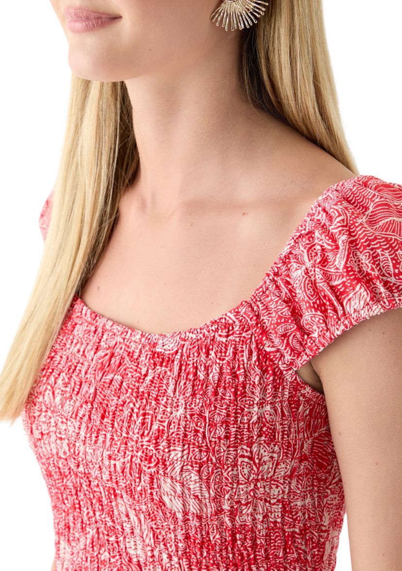 Womens Printed Rayon Challis Mini Dress