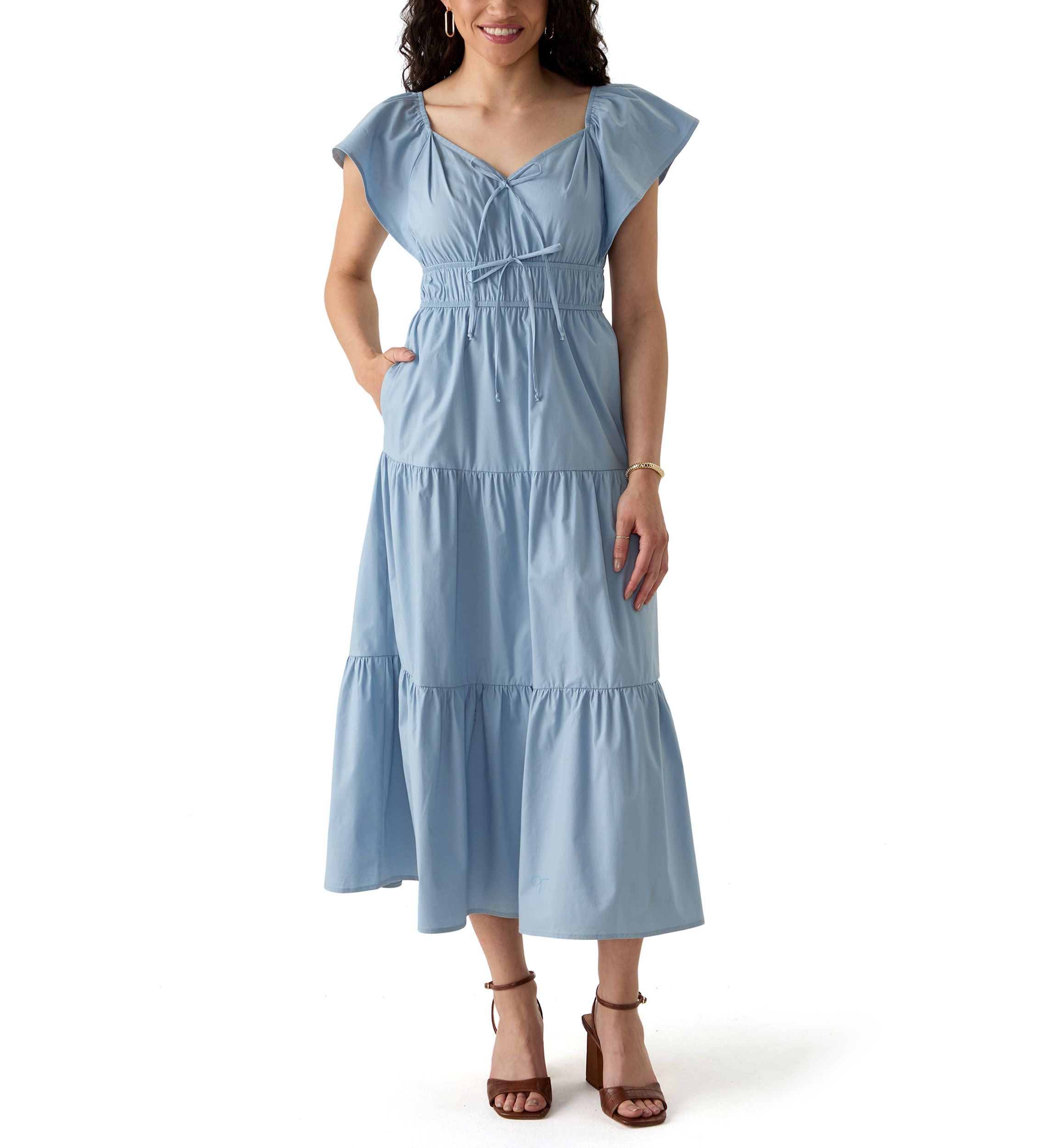Womens Poplin Midi Dress