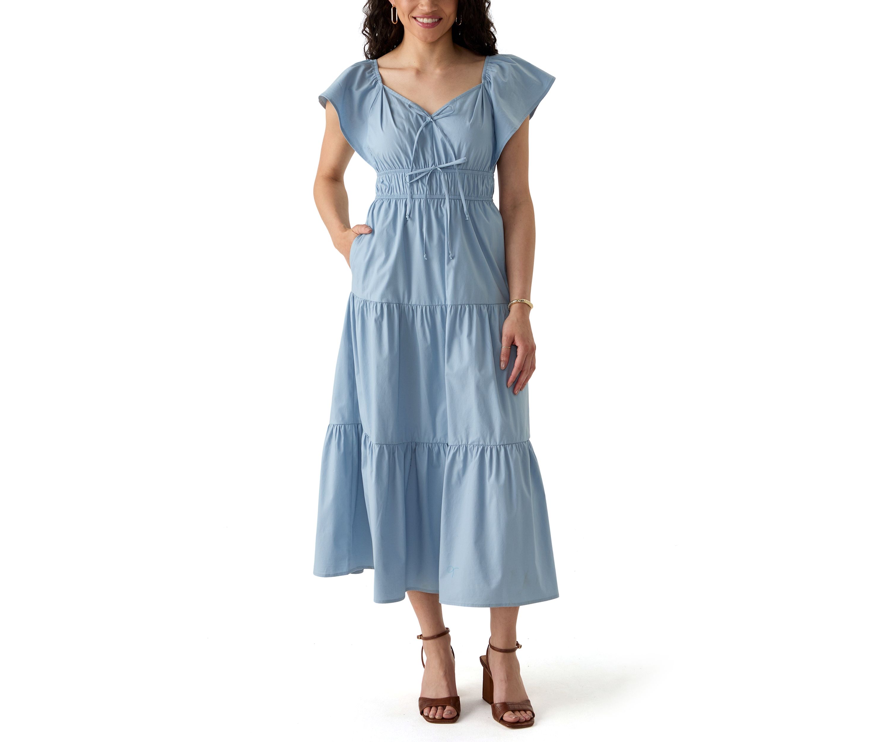 Womens Poplin Midi Dress