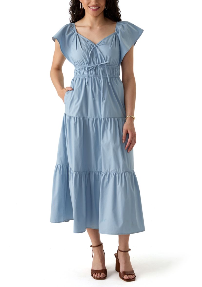 Womens Poplin Midi Dress