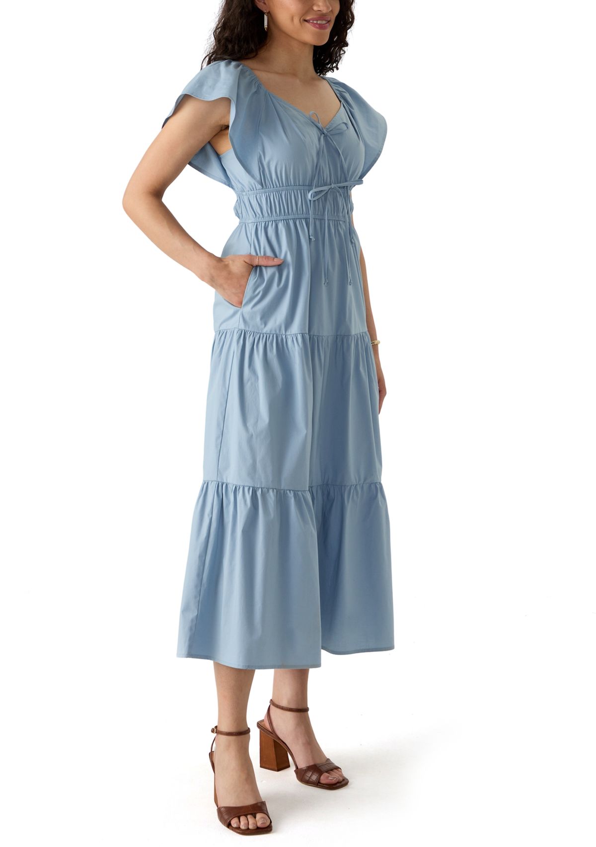 Womens Poplin Midi Dress