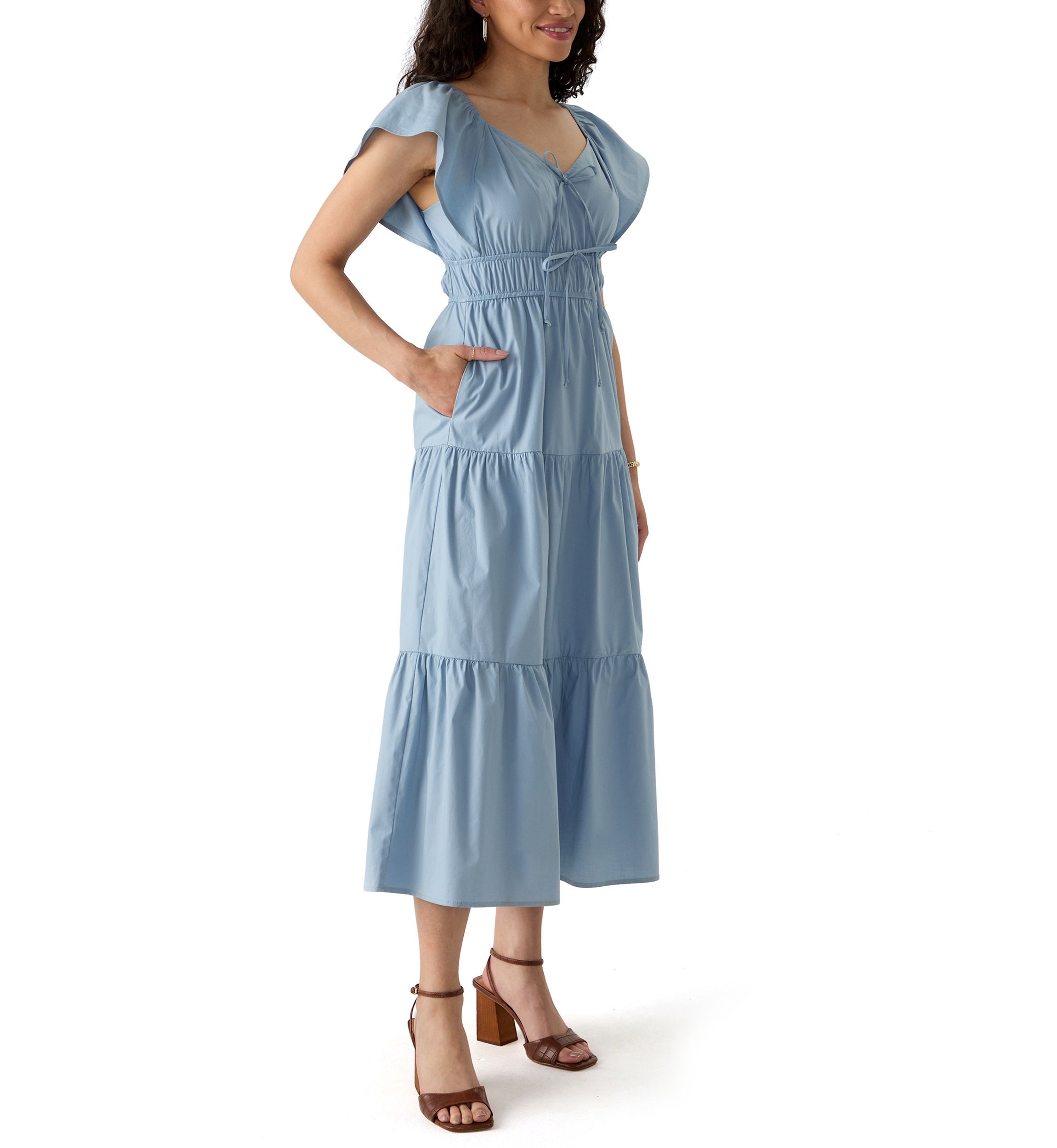 Womens Poplin Midi Dress