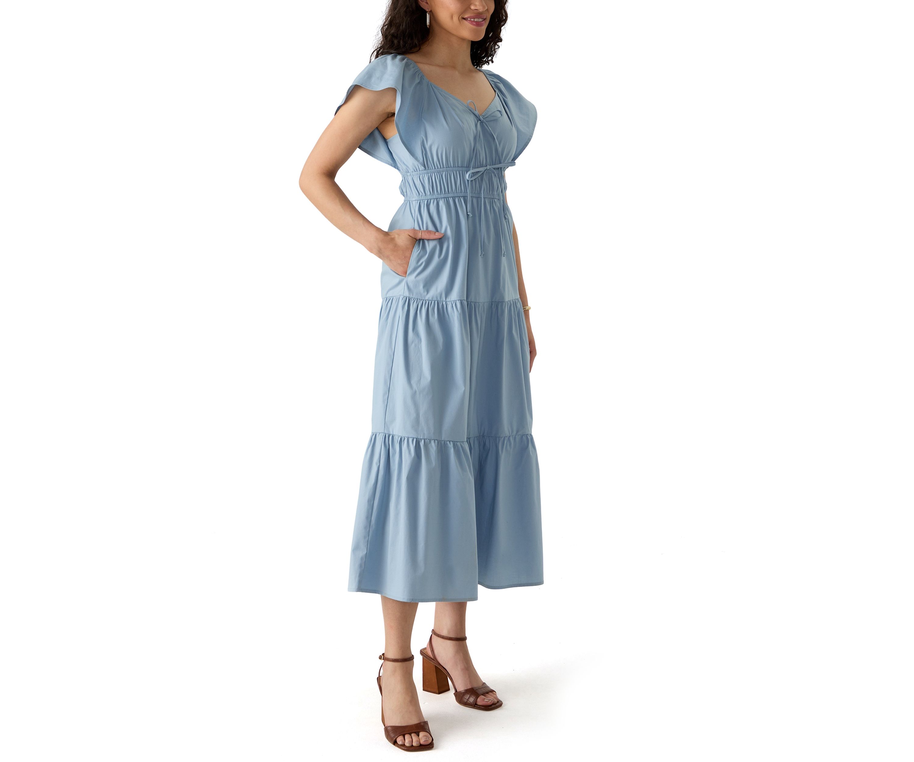 Womens Poplin Midi Dress