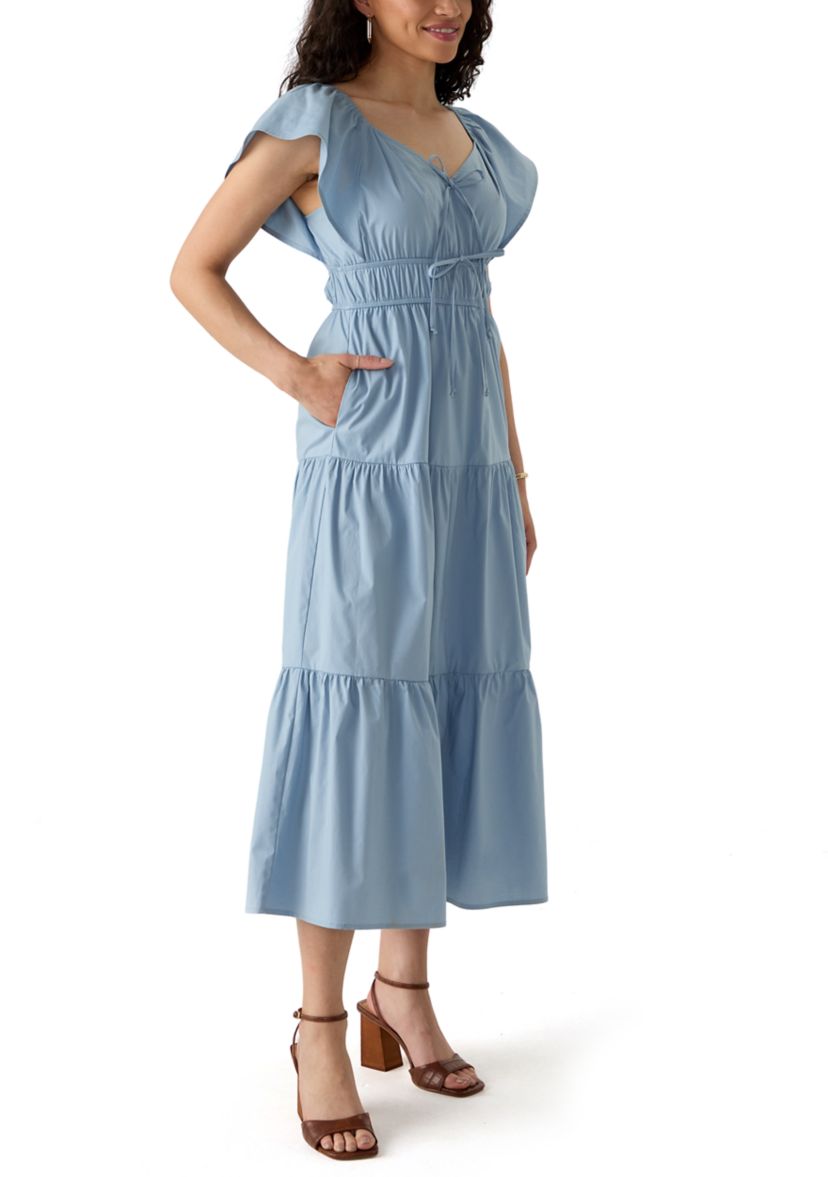 Womens Poplin Midi Dress
