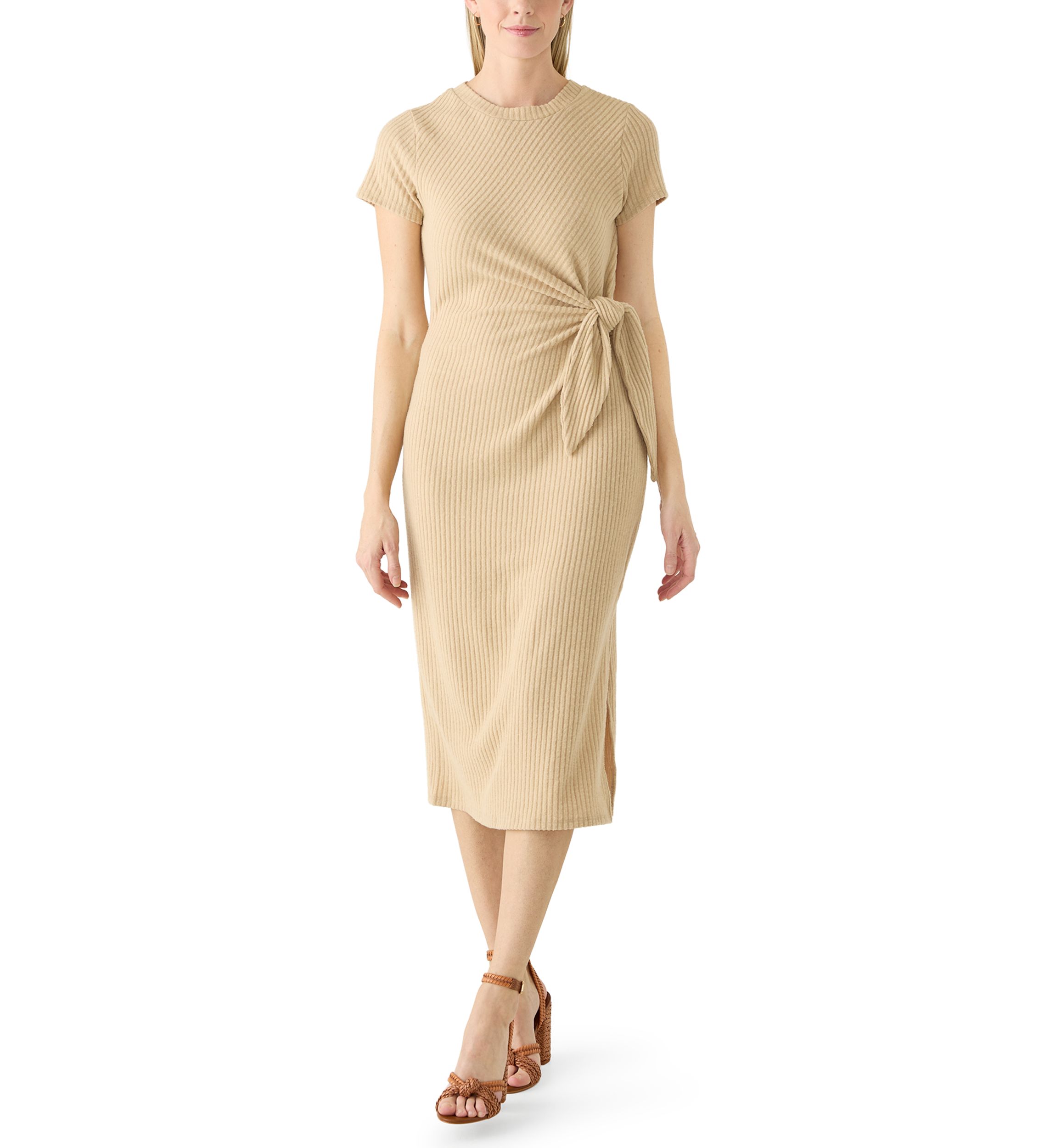 belk brown dress Long Sleeve Tan Satin Formal Gown – Lisposa main image 1