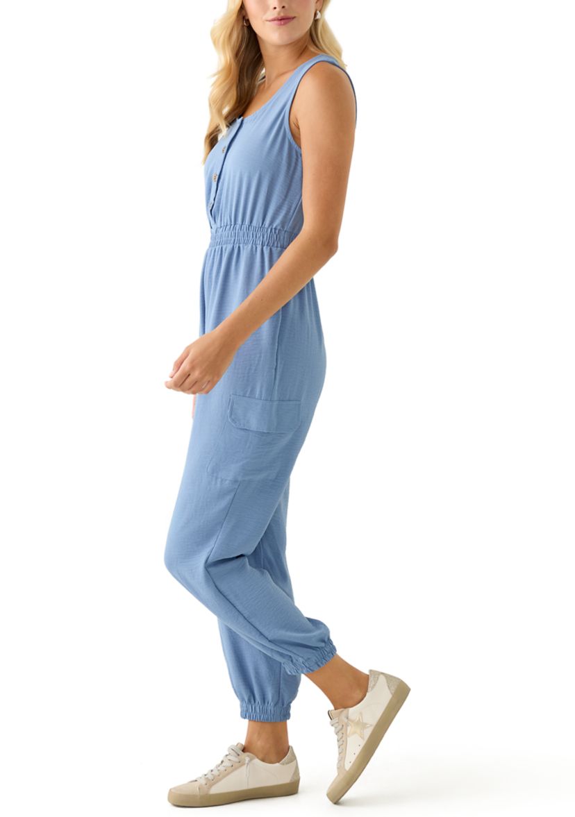 Womens Button Down Cargo Jumpsuit
