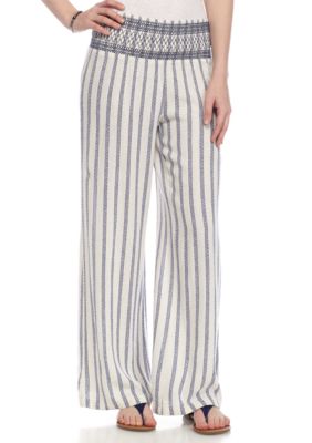 Indigo Rein Smocked Waist Linen Pants | belk