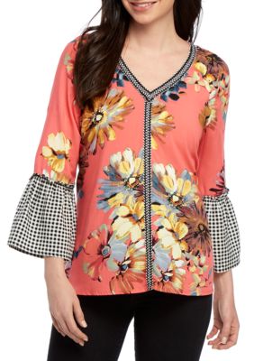 Spense Gingham Floral Print Shirt | belk