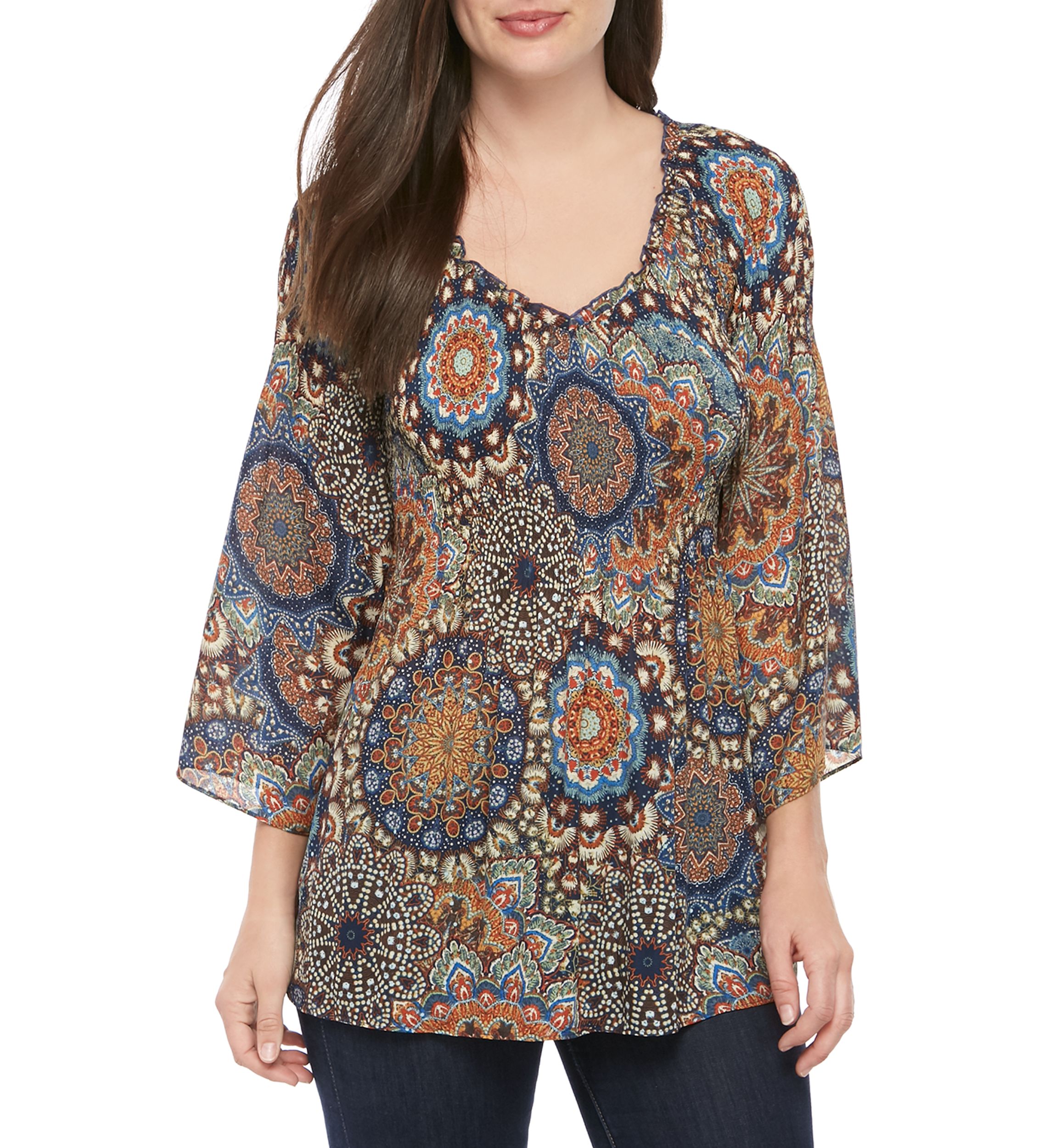 Pleated Ruffle Neck Woven Top