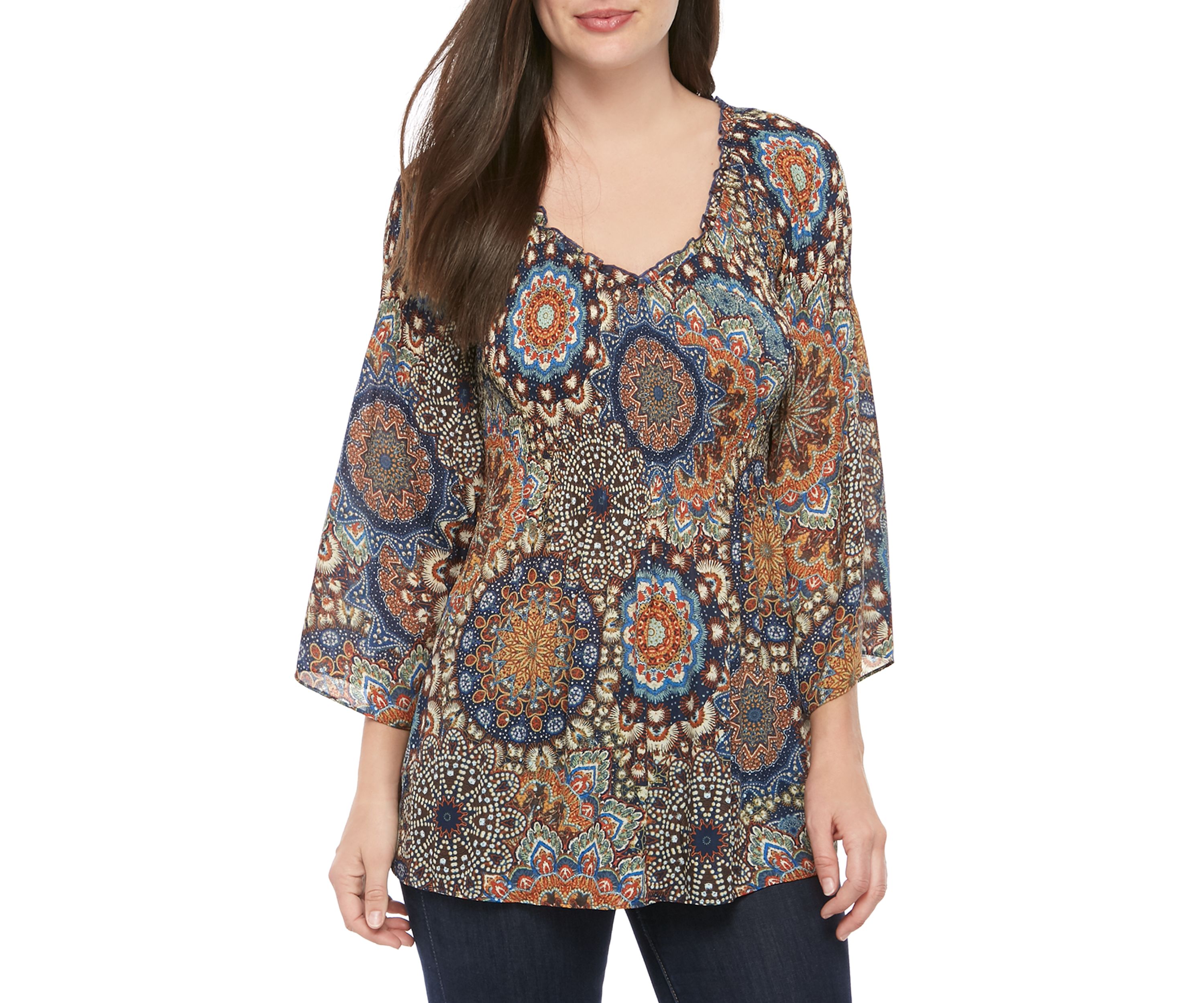 Pleated Ruffle Neck Woven Top