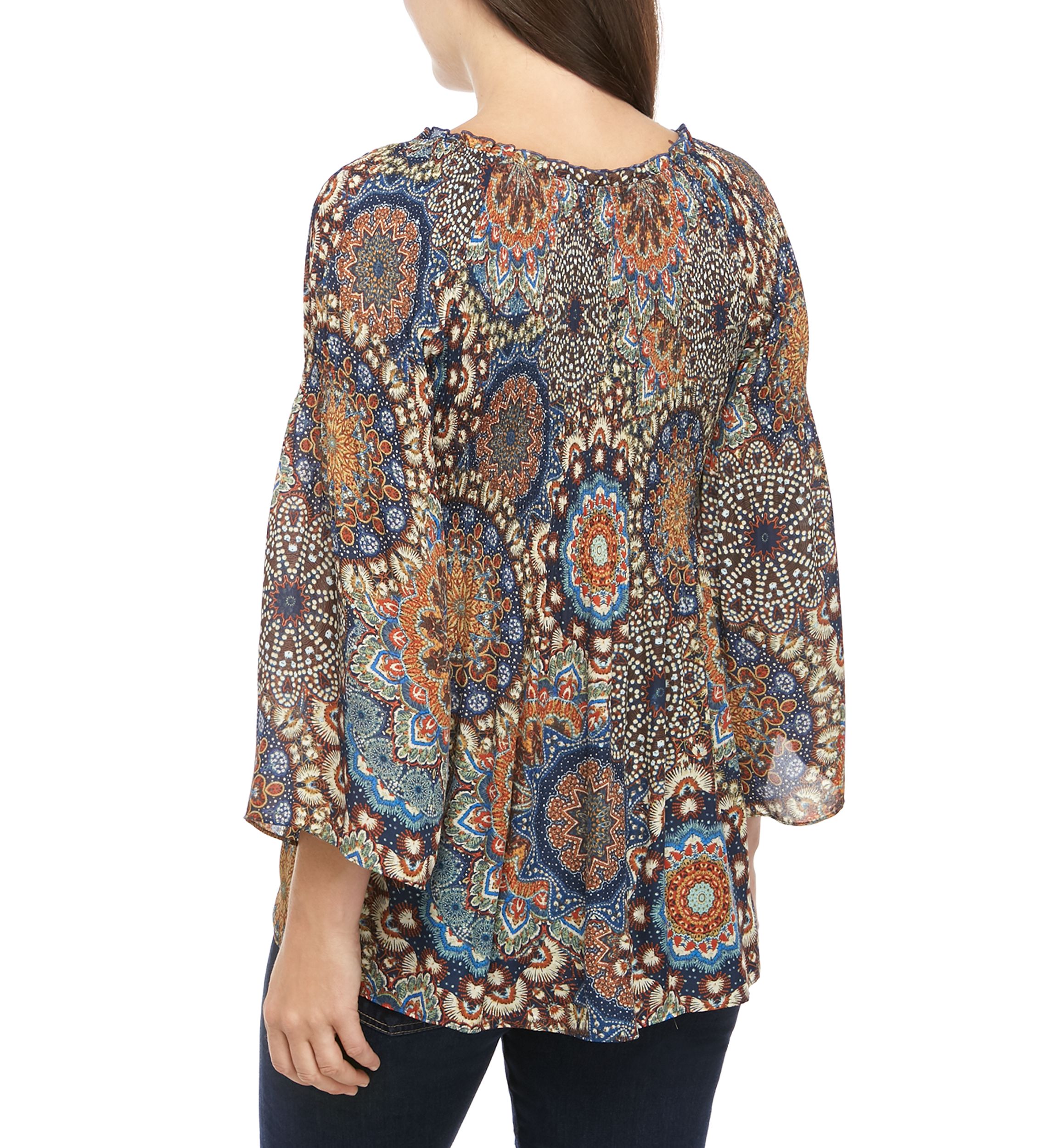 Pleated Ruffle Neck Woven Top