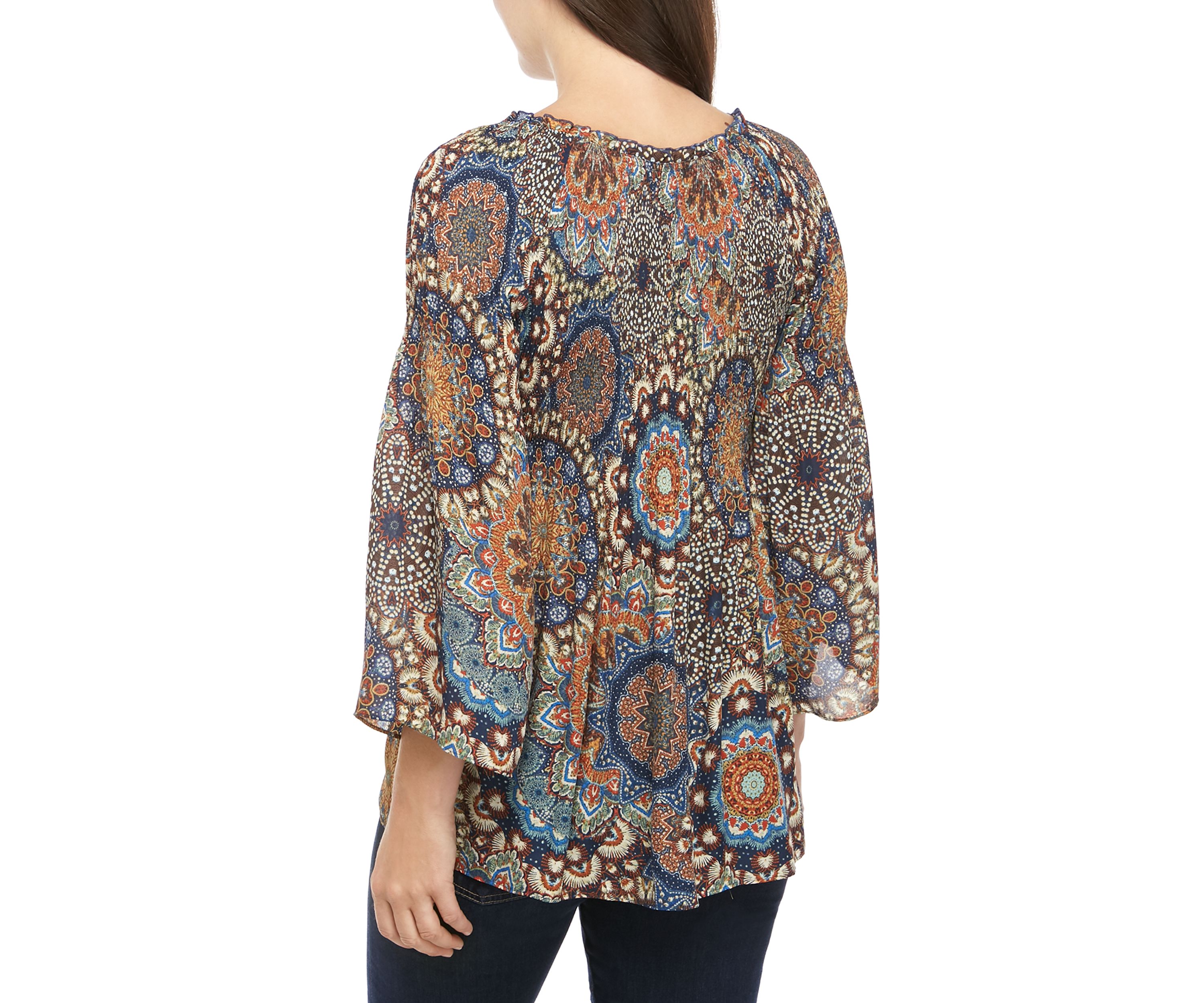 Pleated Ruffle Neck Woven Top