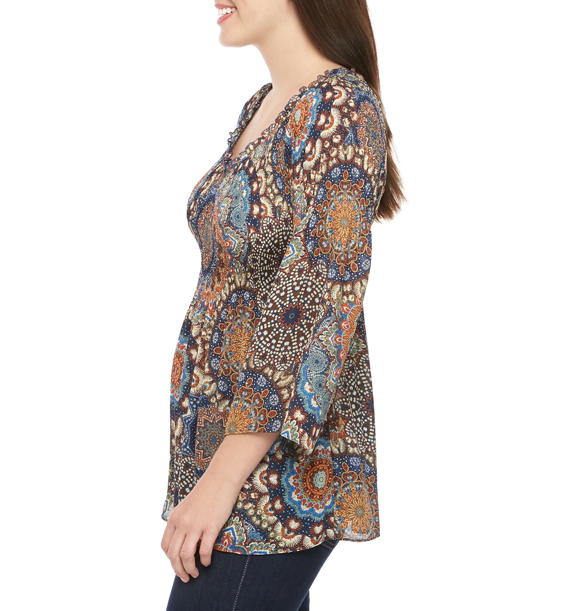 Pleated Ruffle Neck Woven Top