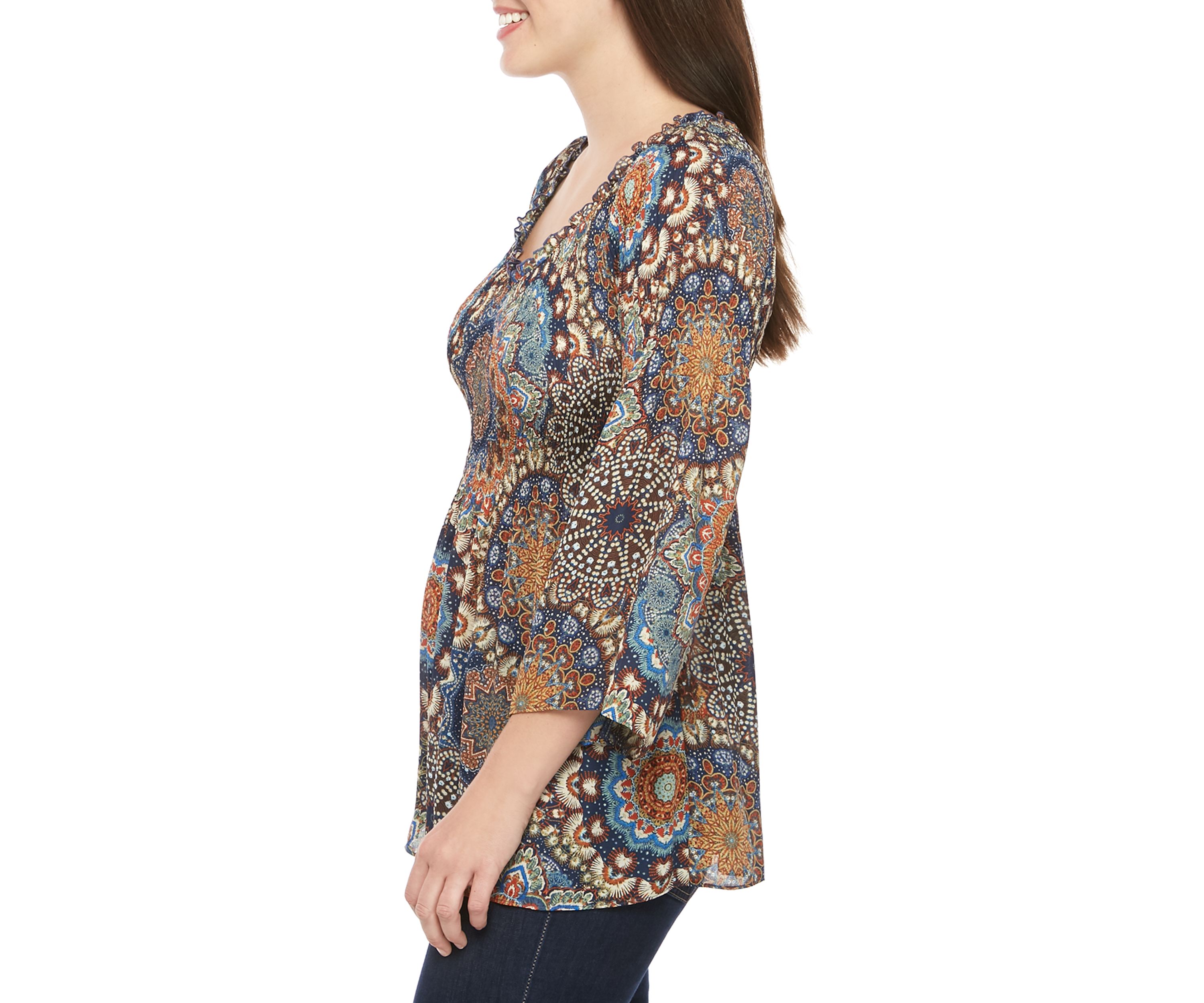 Pleated Ruffle Neck Woven Top