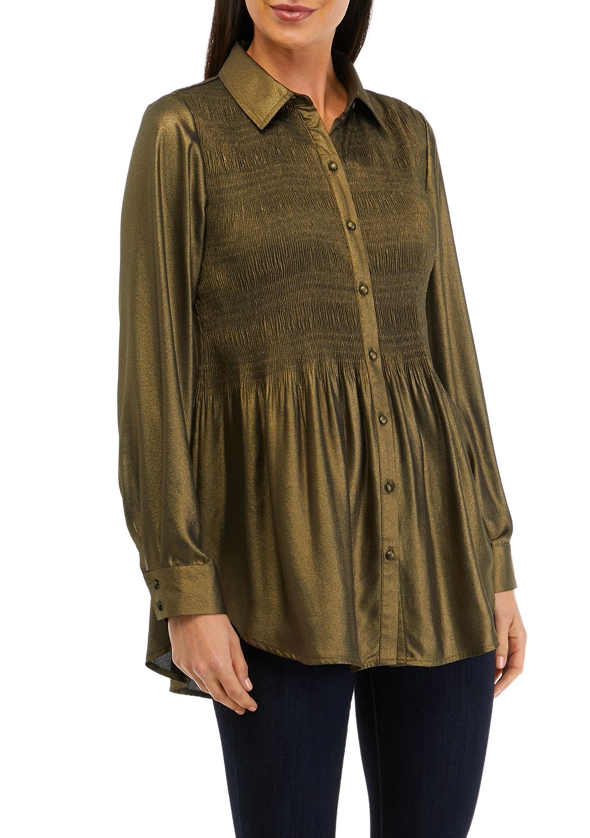 Womens Solid Pleated Top
