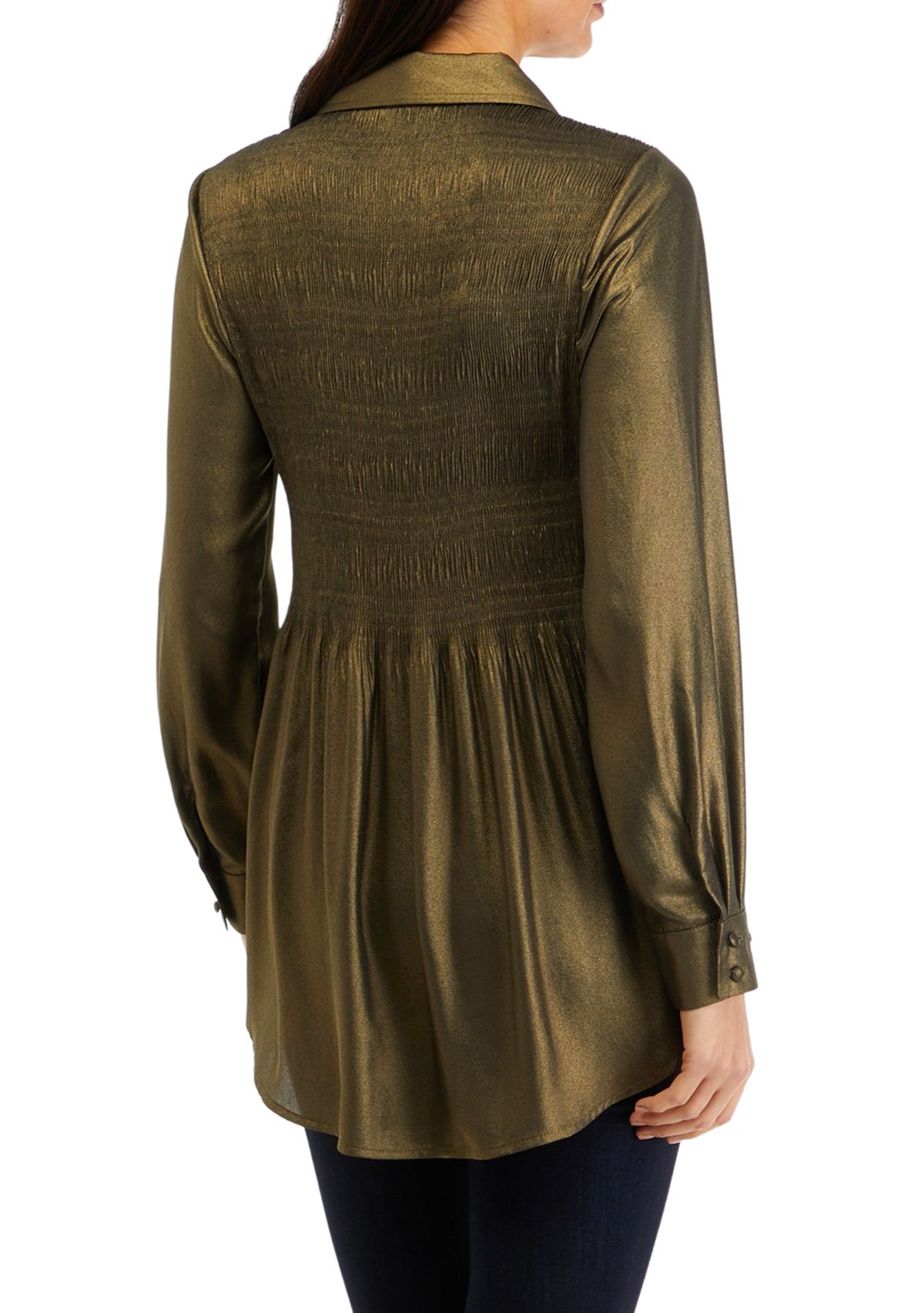 Womens Solid Pleated Top