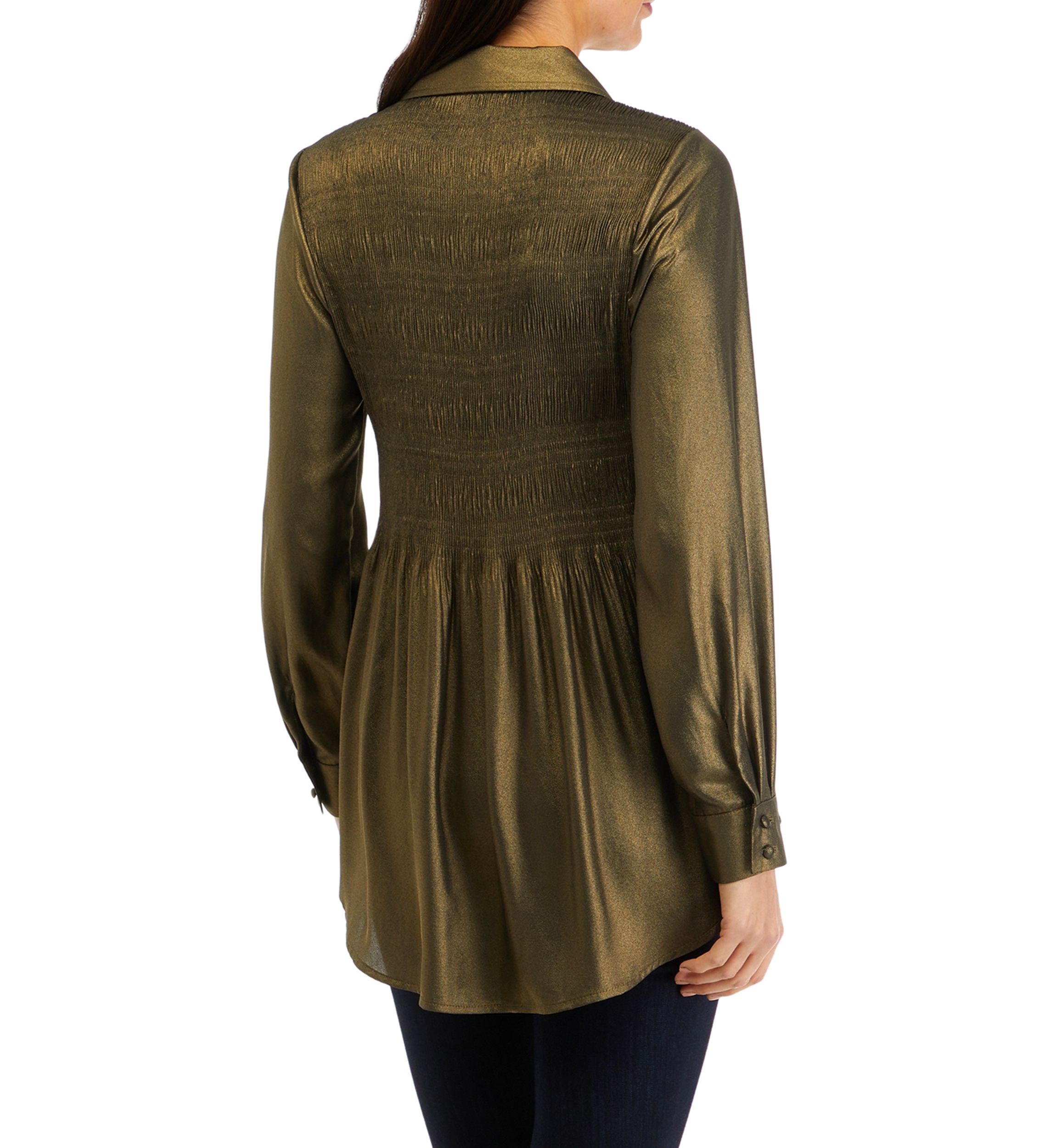 Womens Solid Pleated Top