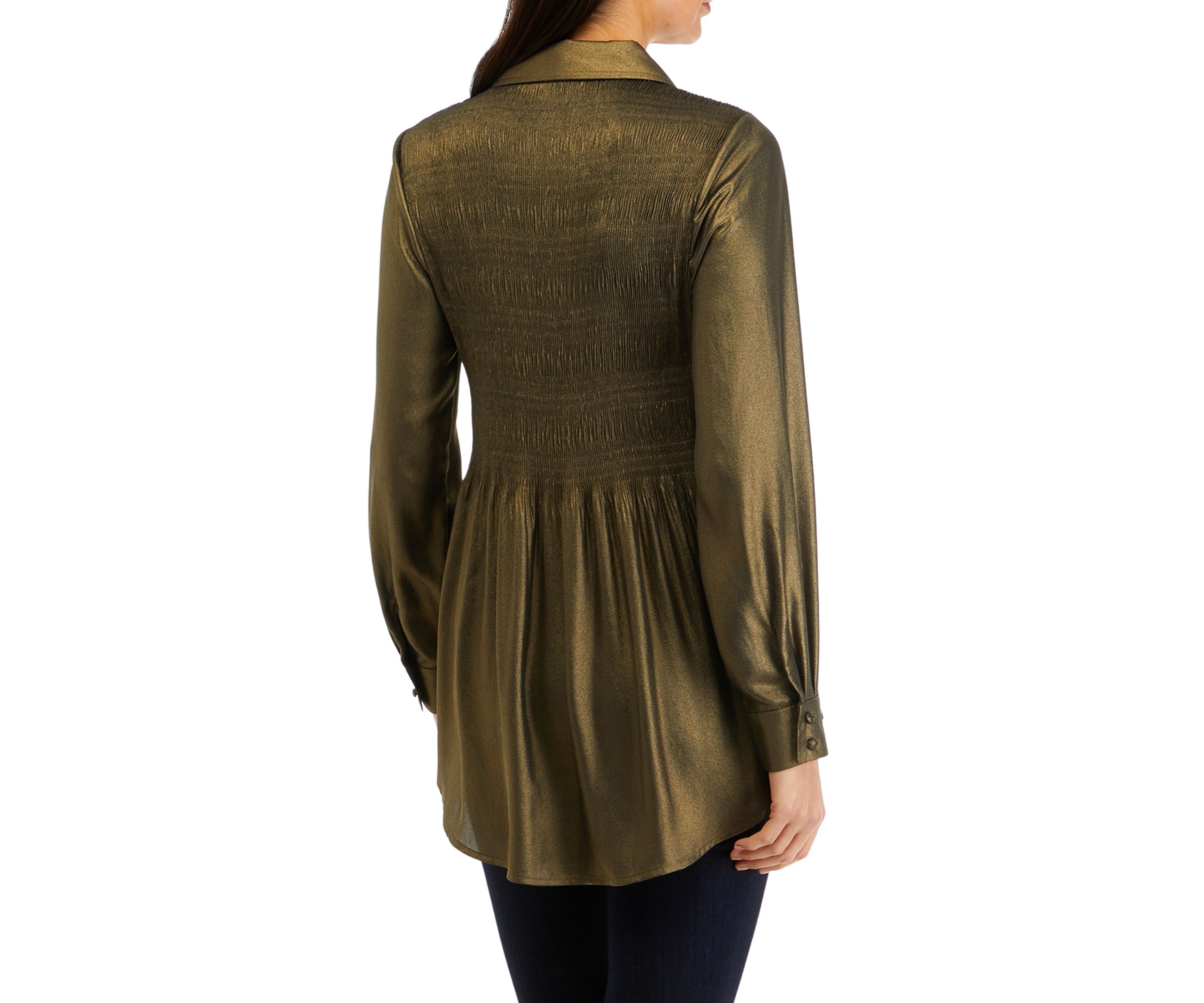 Womens Solid Pleated Top