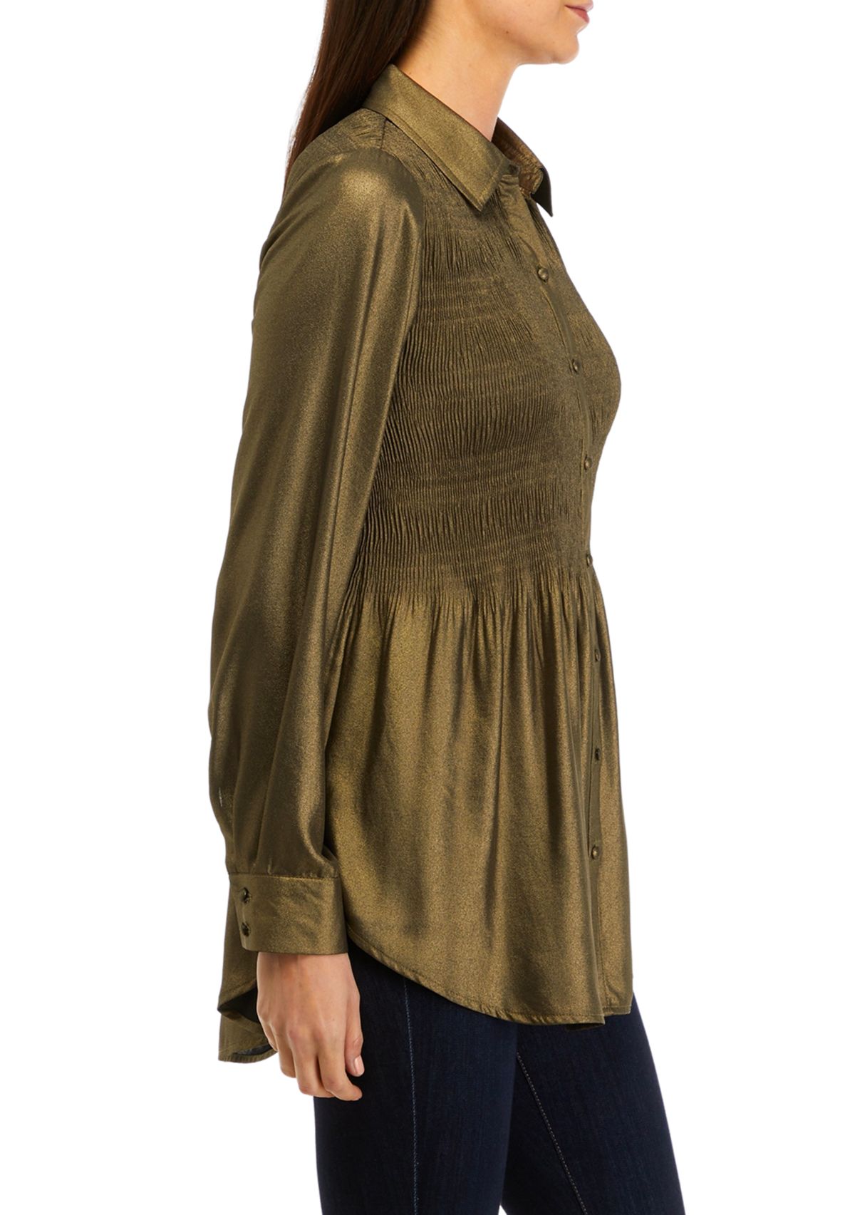 Womens Solid Pleated Top